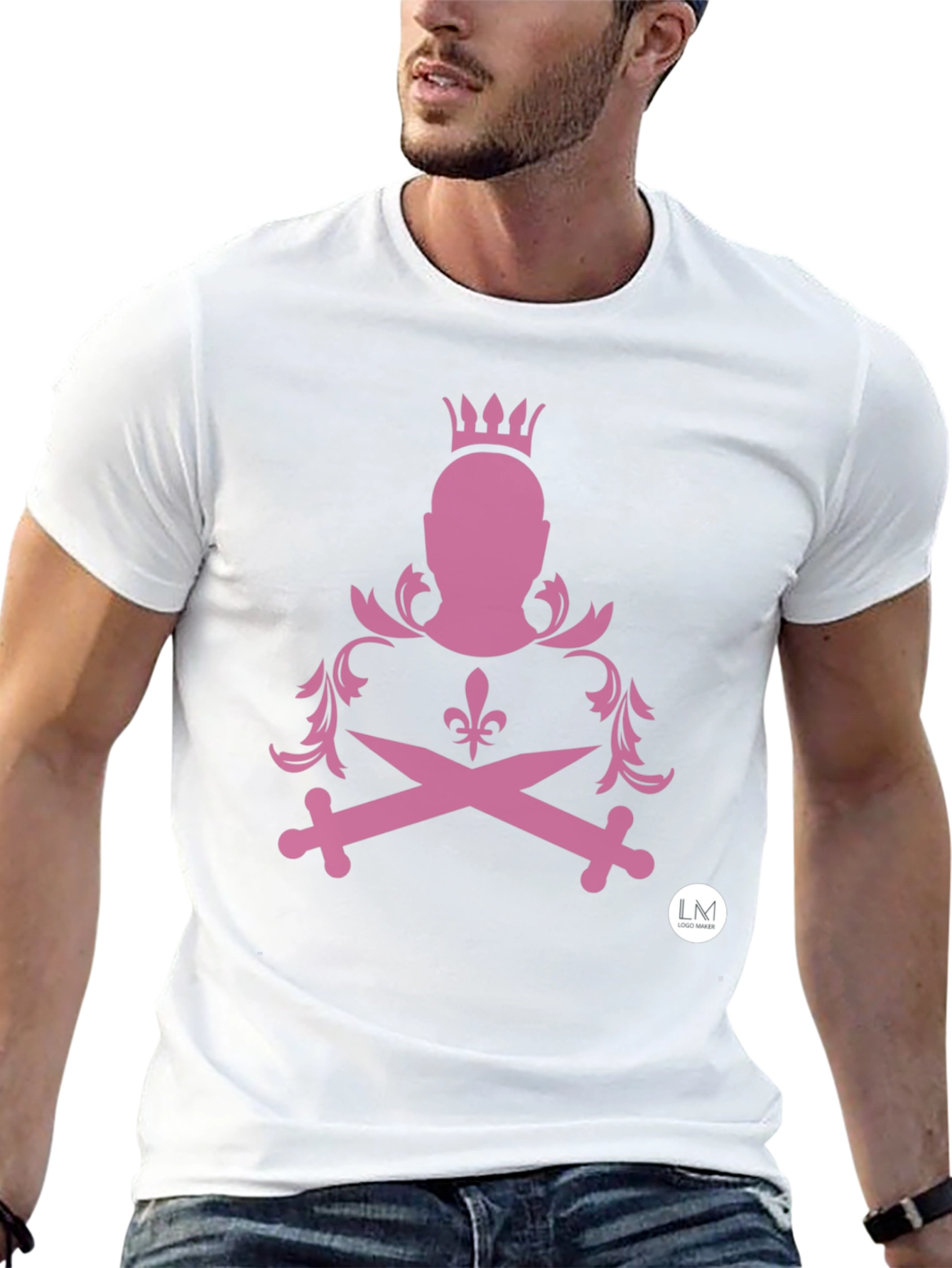 Edgy Crowned Swords T-Shirt - Black