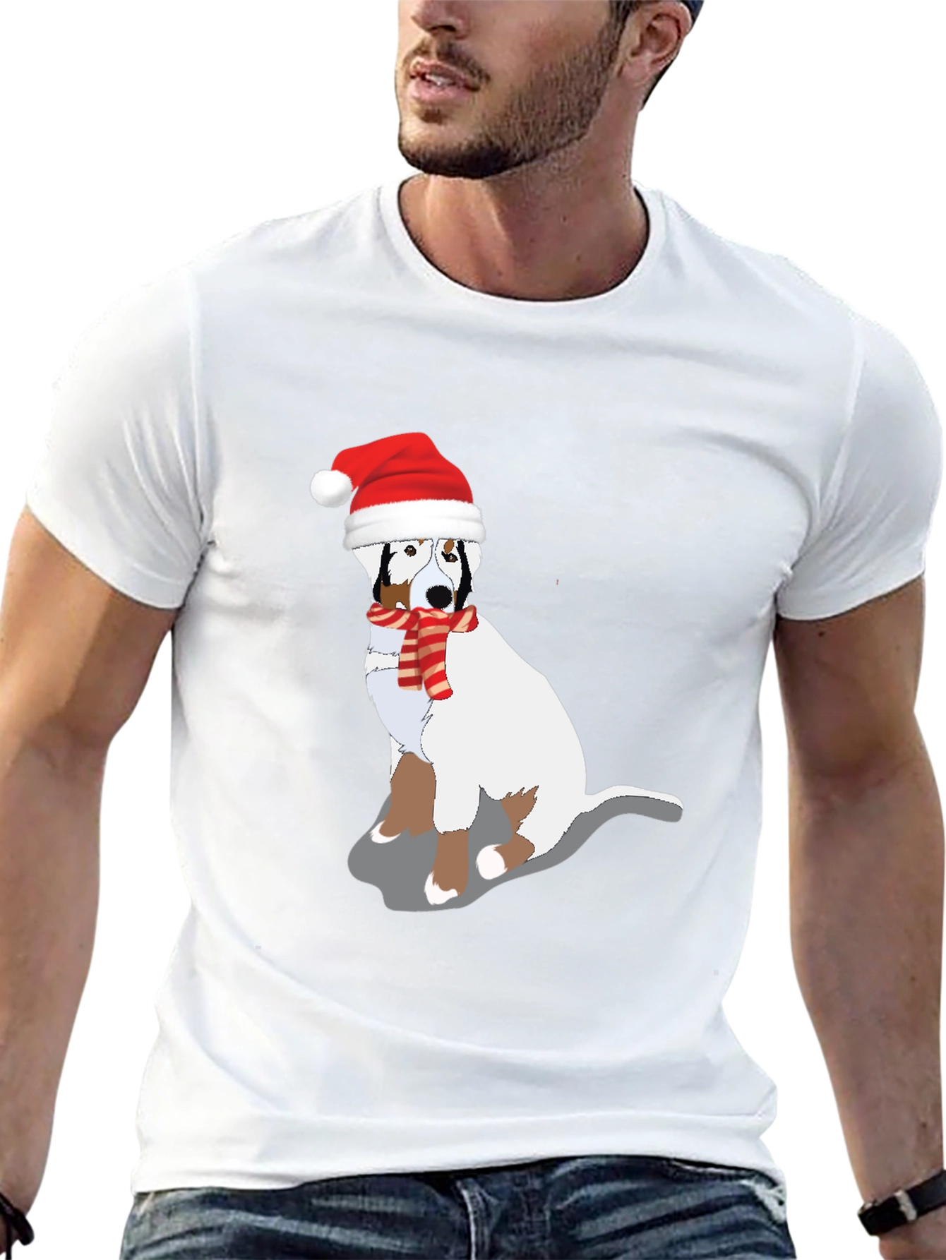 Christmas Dog Graphic Tee - Festive Holiday Shirt