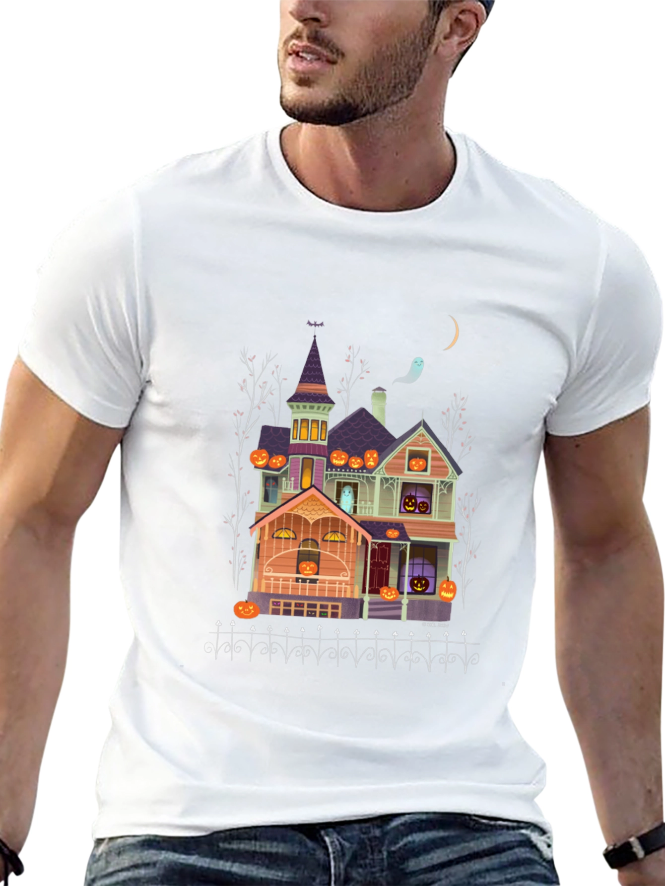 Halloween Haunted House T-Shirt - Spooky Season Apparel