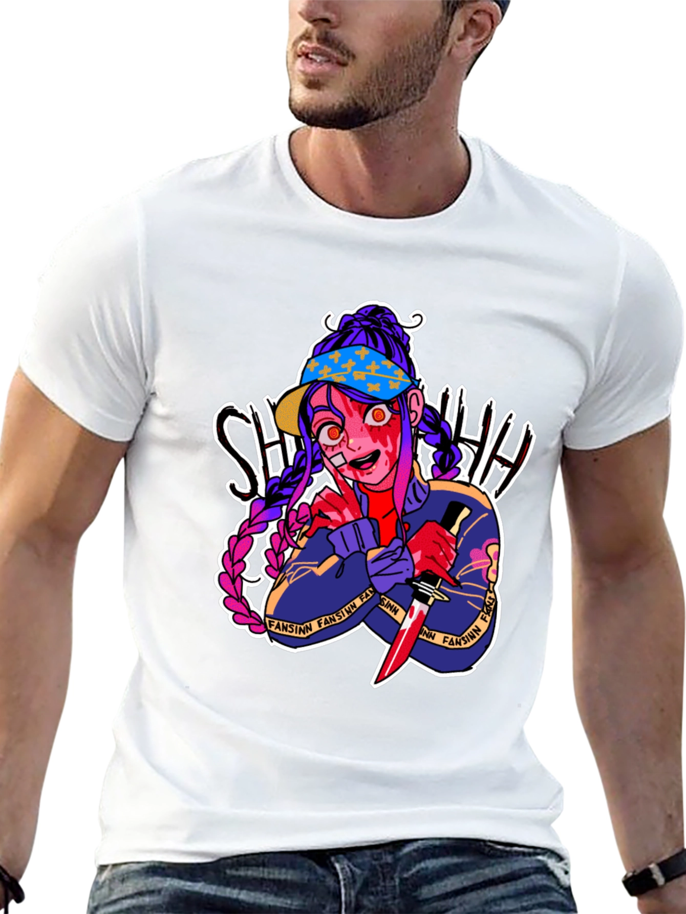 Anime Horror Graphic T-Shirt - Bloody Knife