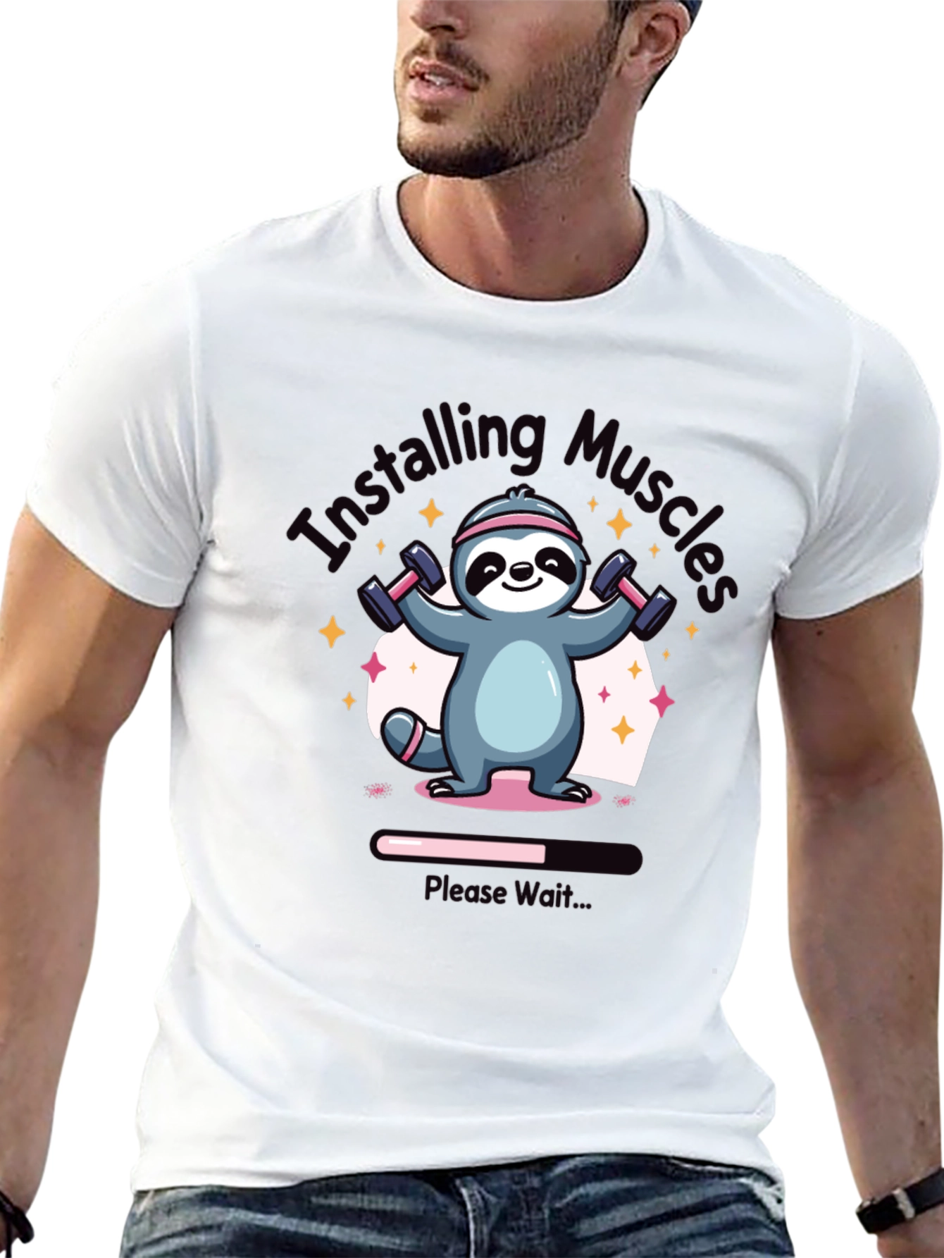 Installing Muscles Sloth Graphic Tee