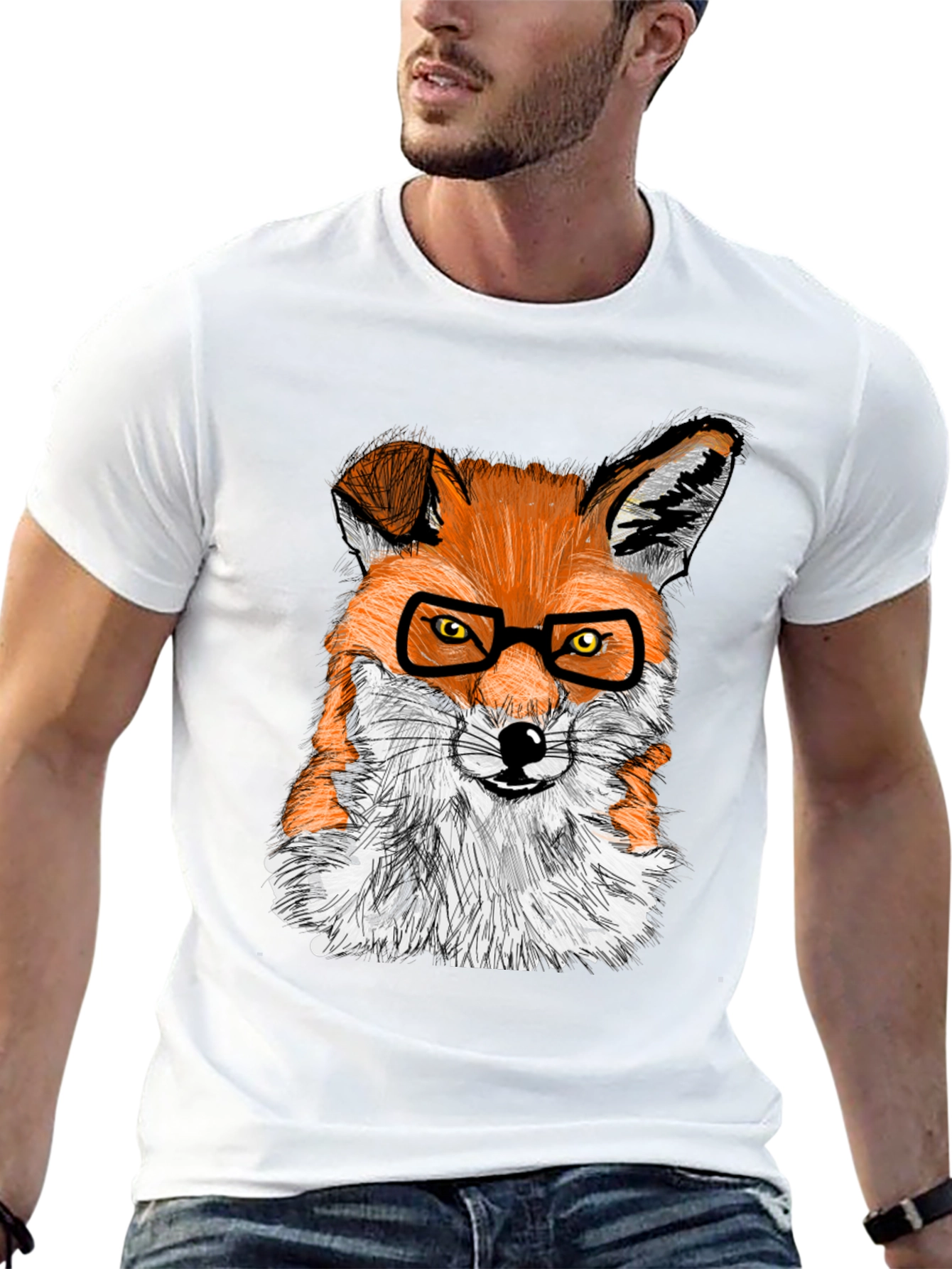 Fox with Glasses Graphic Tee - Cool Animal Shirt