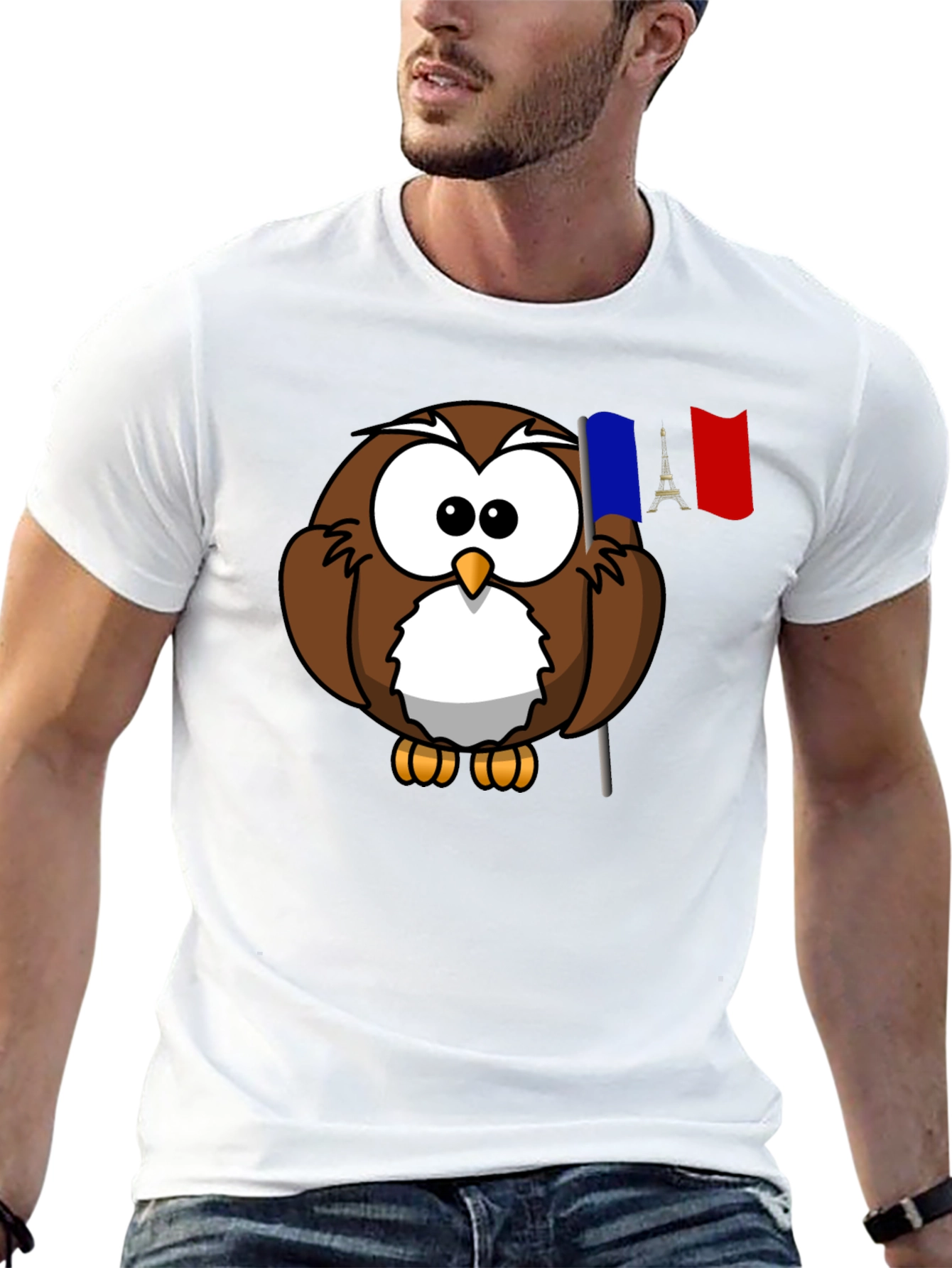Owl Holding French Flag T-Shirt