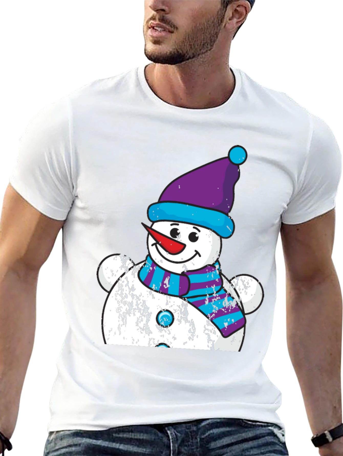 Festive Snowman Graphic Tee - Holiday Cheer