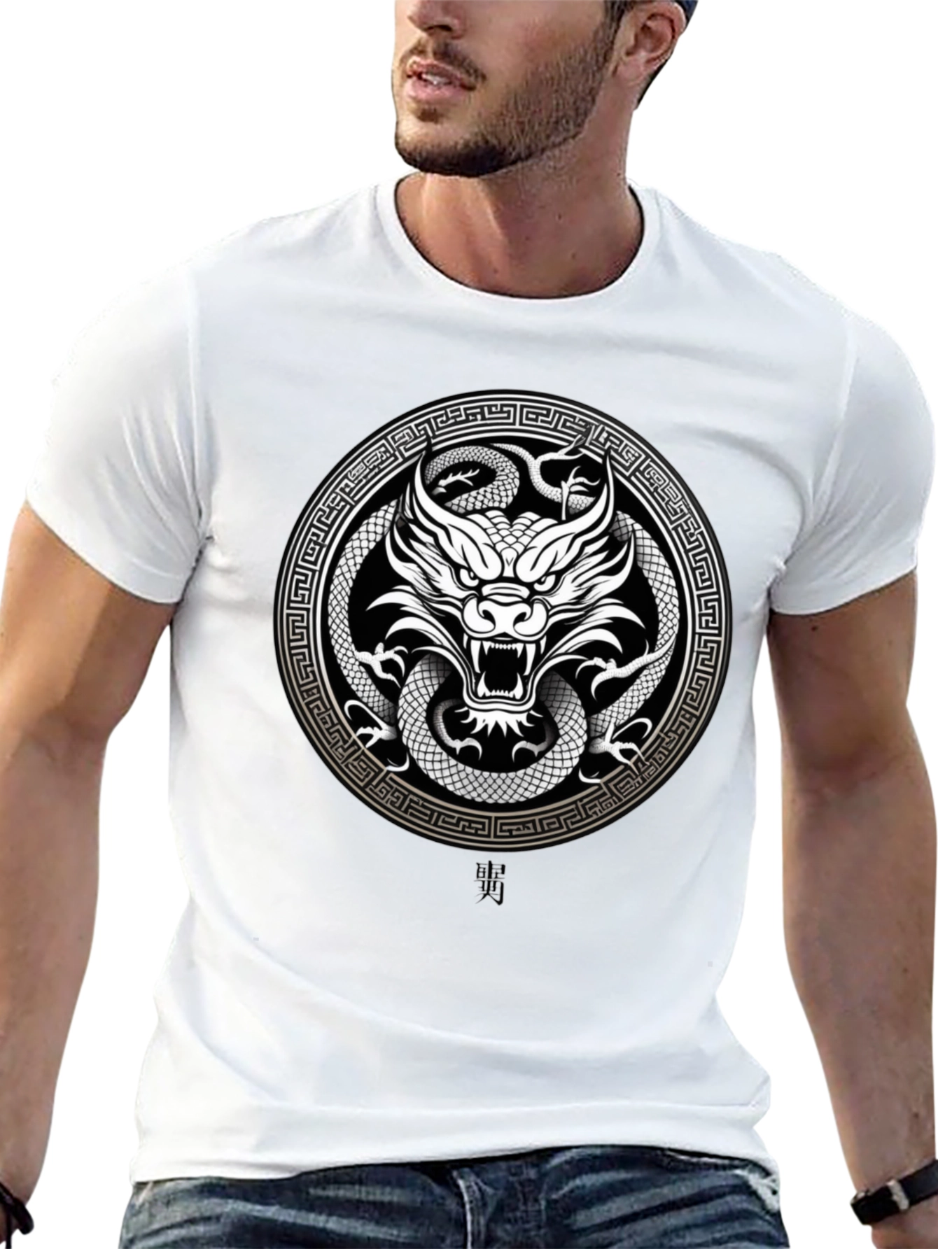 Dragon and Snake Graphic Tee - Black
