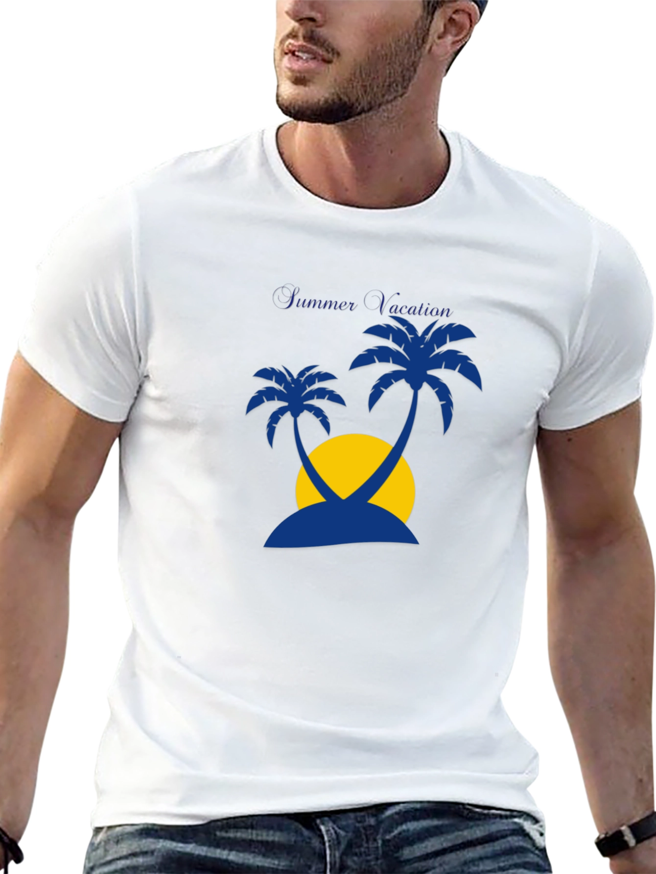 Summer Vacation Palm Tree Graphic Tee - Black