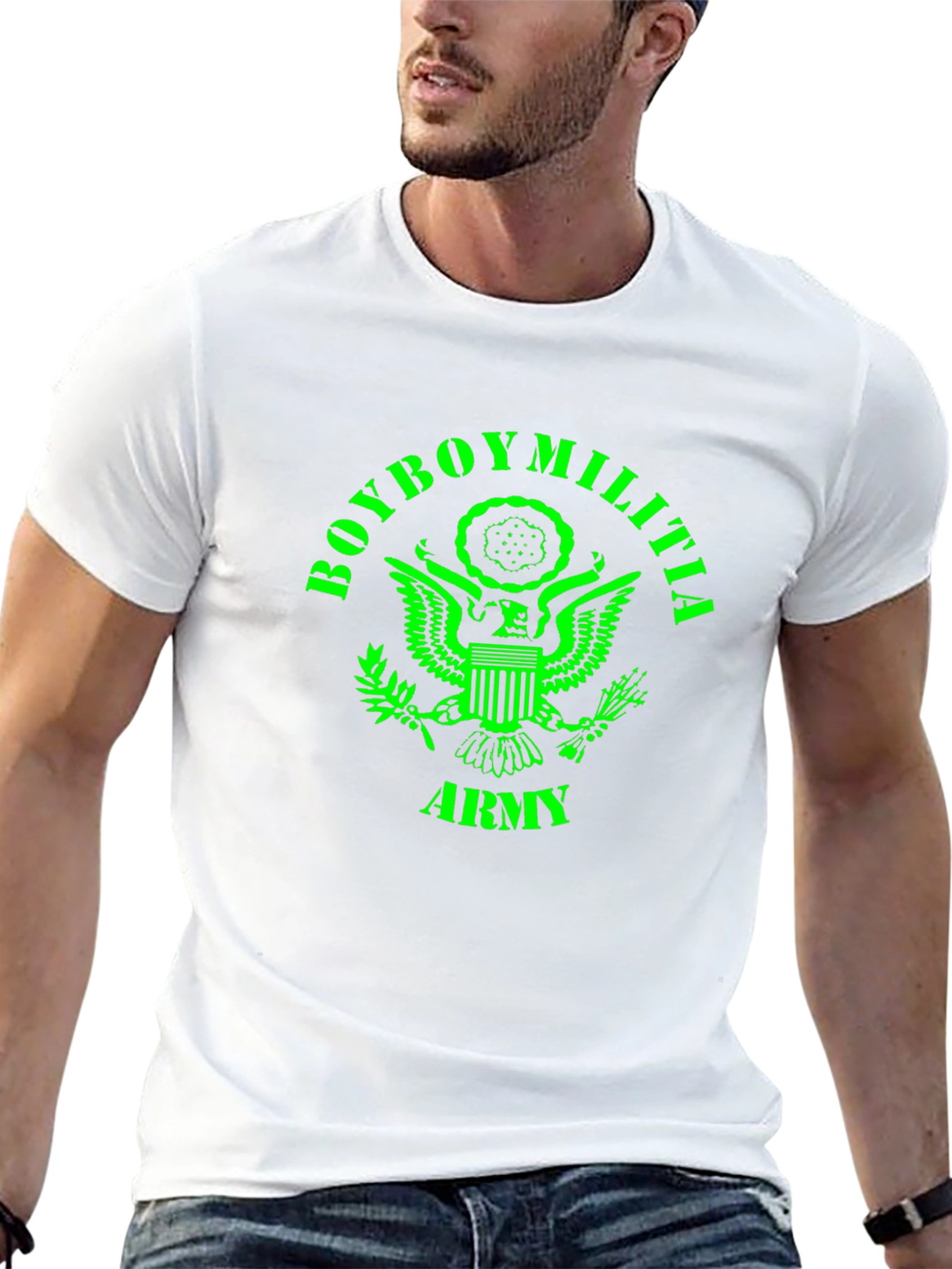 Boyboy Militia Army T-Shirt - Green Print on Black