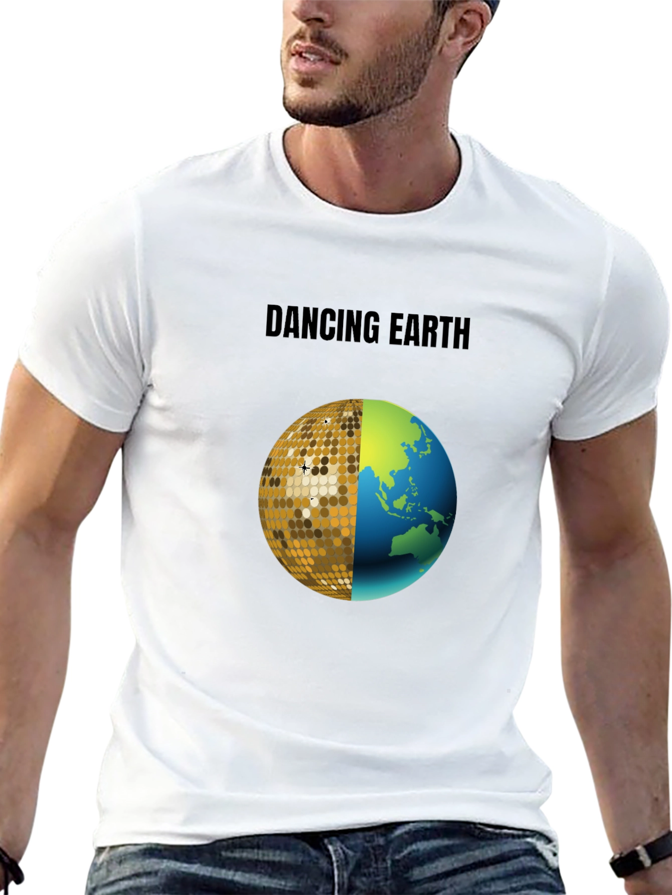 Dancing Earth Graphic Tee - Black Cotton T-Shirt