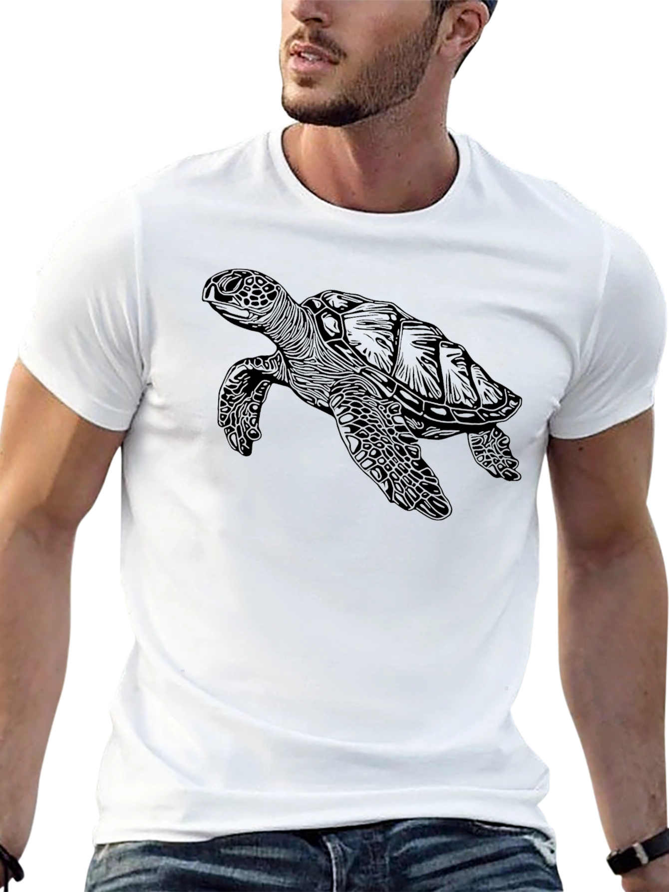 Sea Turtle Graphic Tee - Black