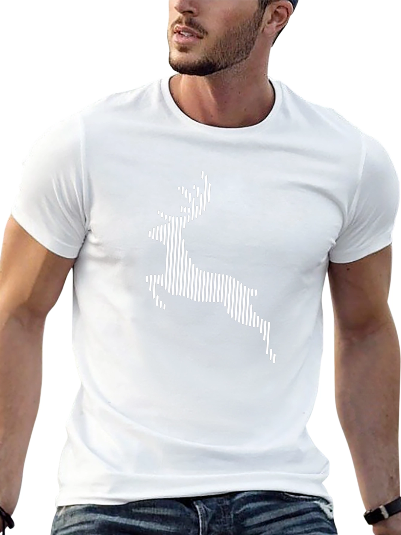 Stripped Deer Graphic Tee - Black