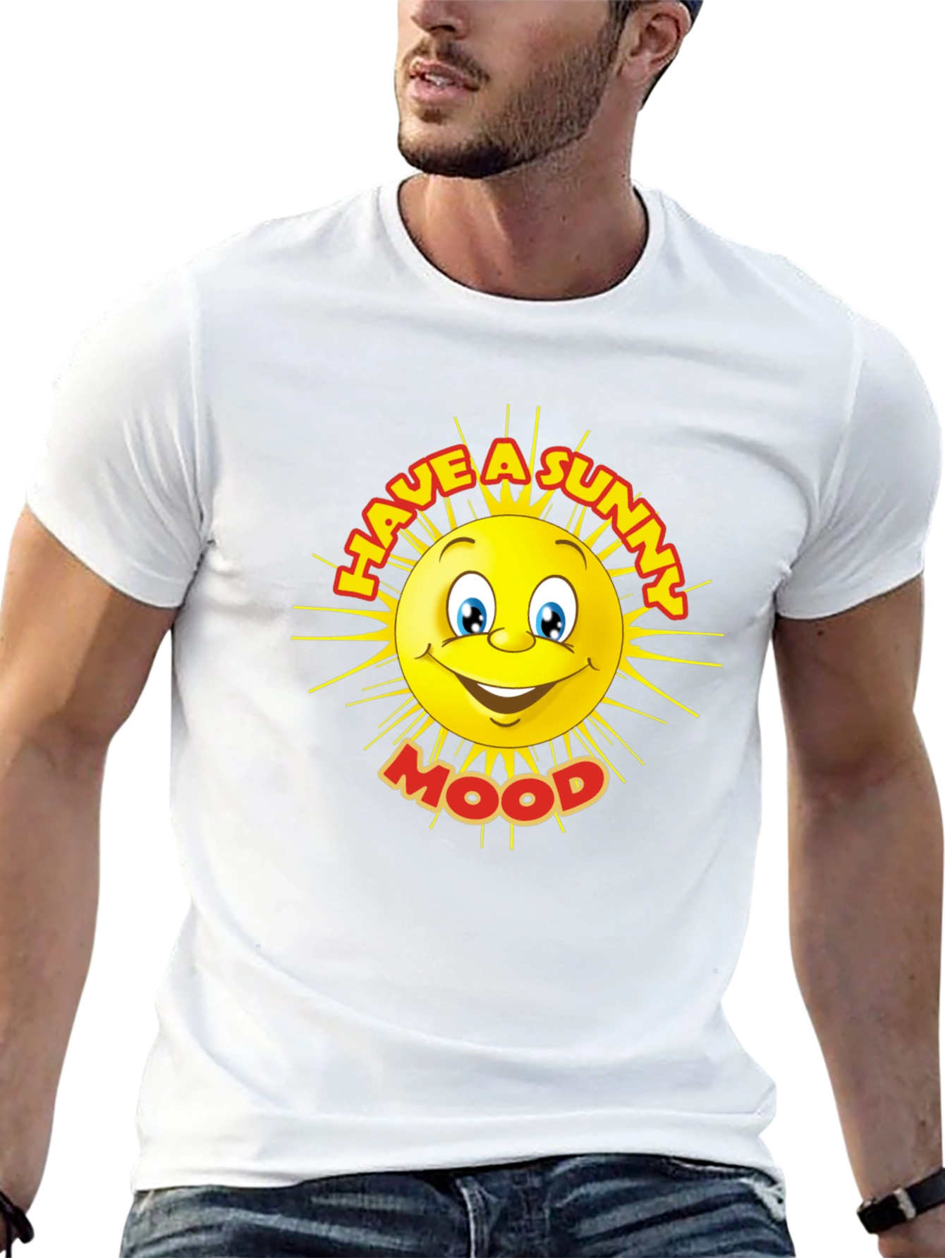 Sunny Mood Graphic Tee - Black Cotton T-Shirt