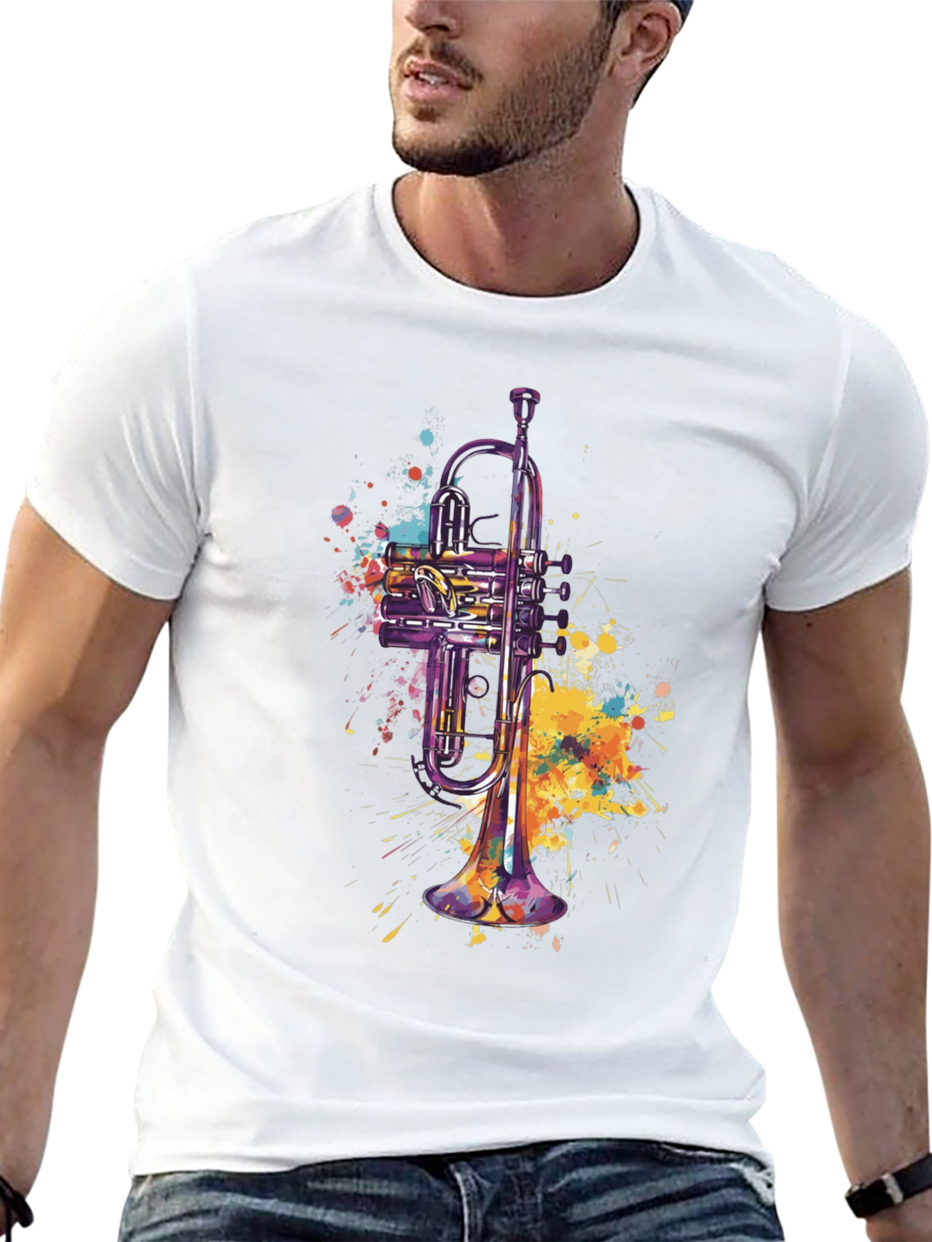 Trumpet Watercolor Graphic Tee