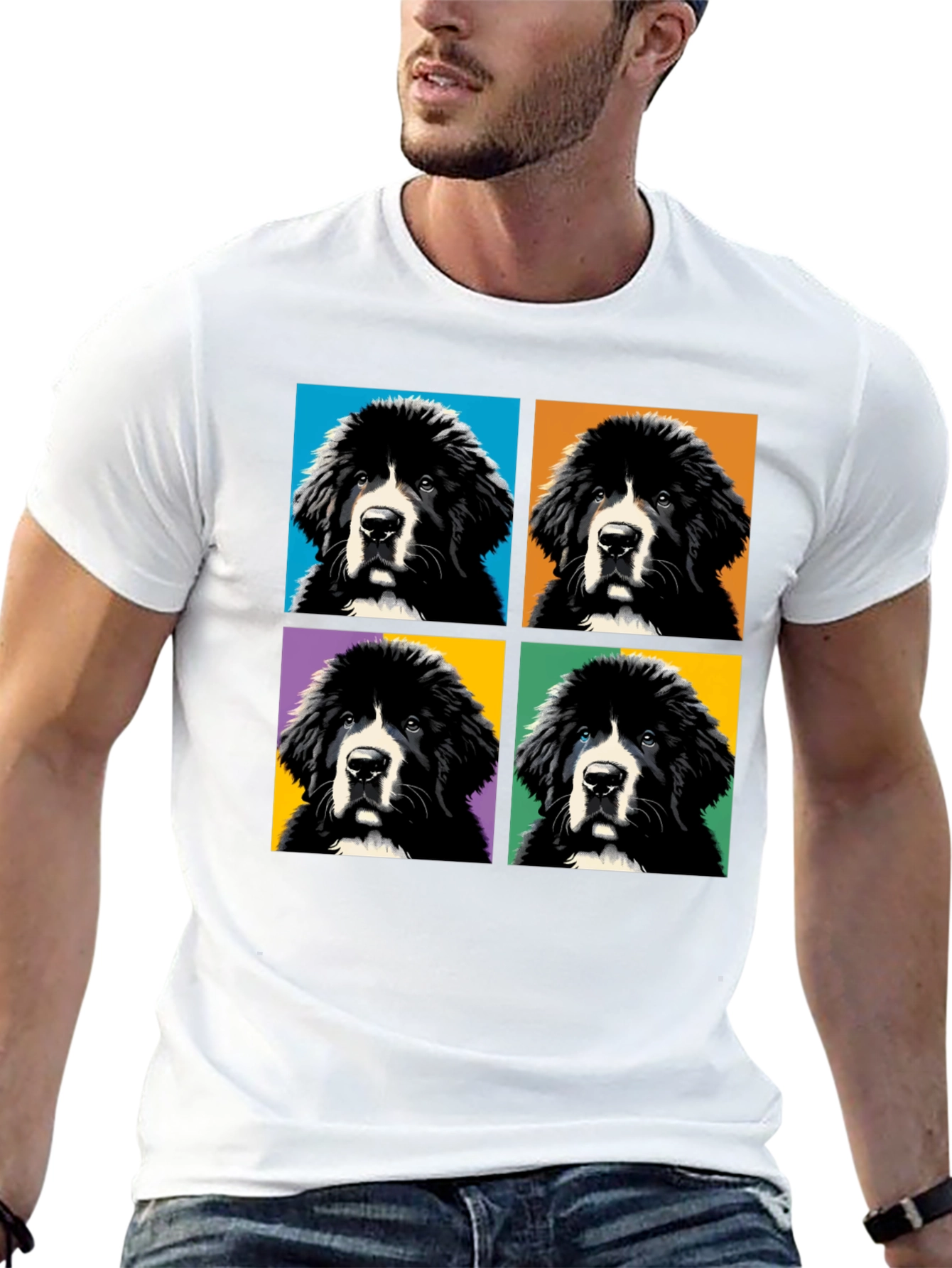 Pop Art Newfoundland Dog T-Shirt