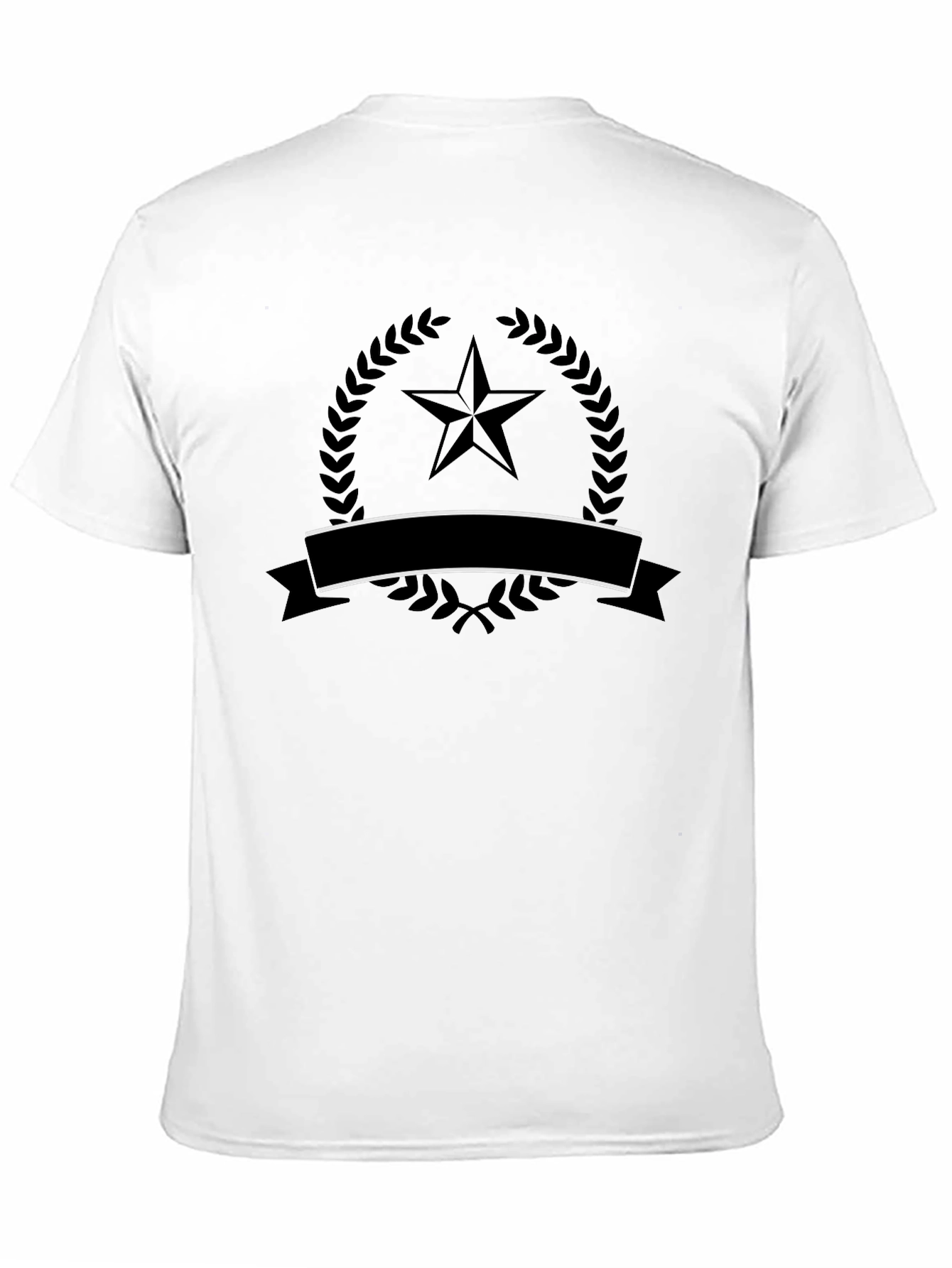 Mens Black T-Shirt with Star Laurel Emblem