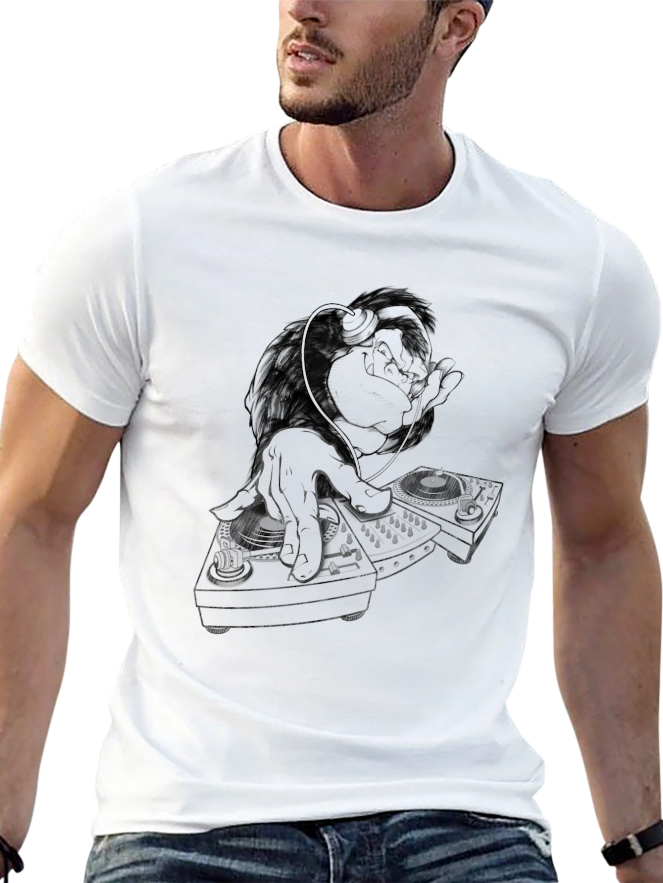 DJ Gorilla Graphic Tee - Cool Black T-Shirt