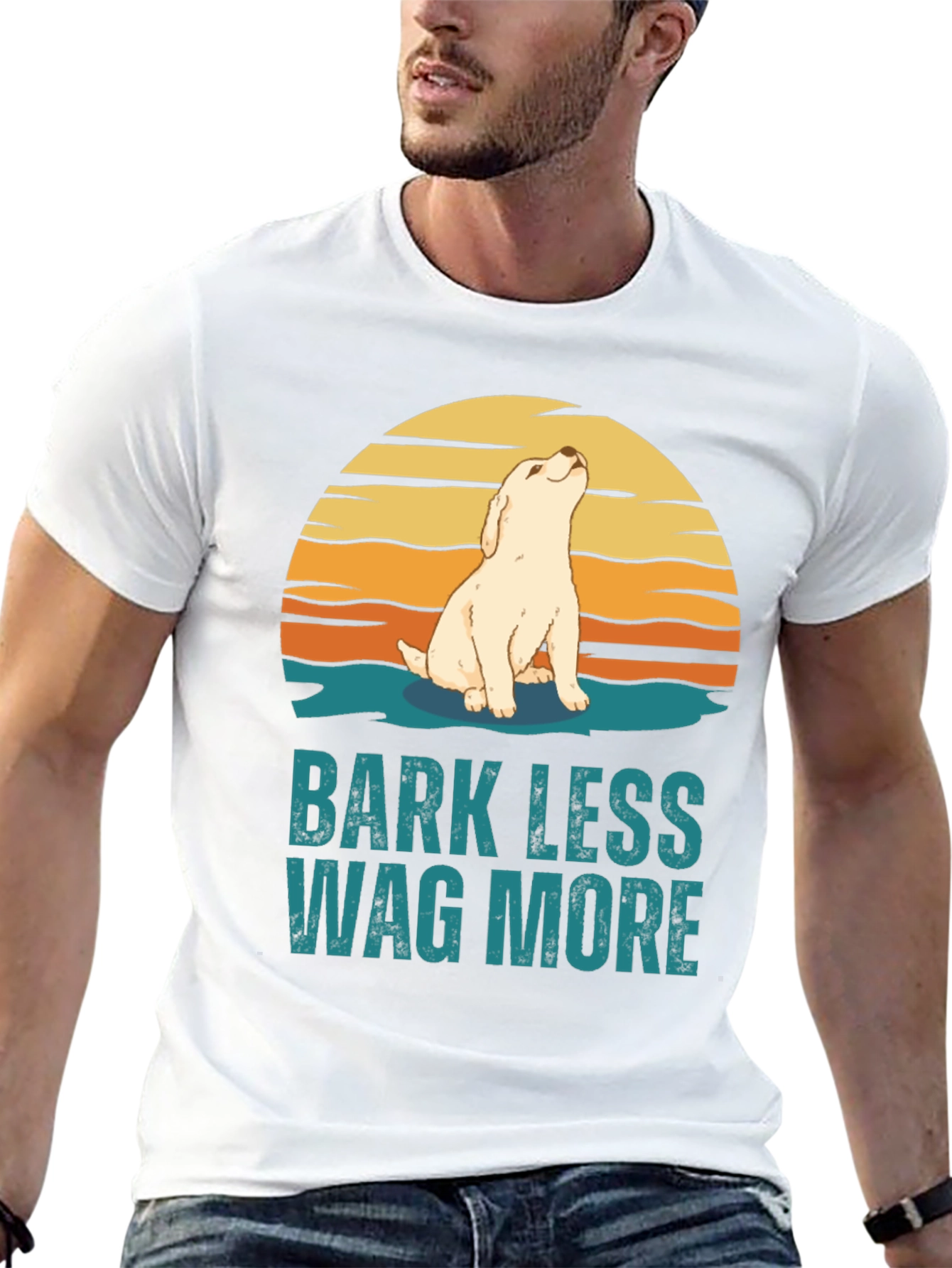 Bark Less Wag More Dog Graphic Tee