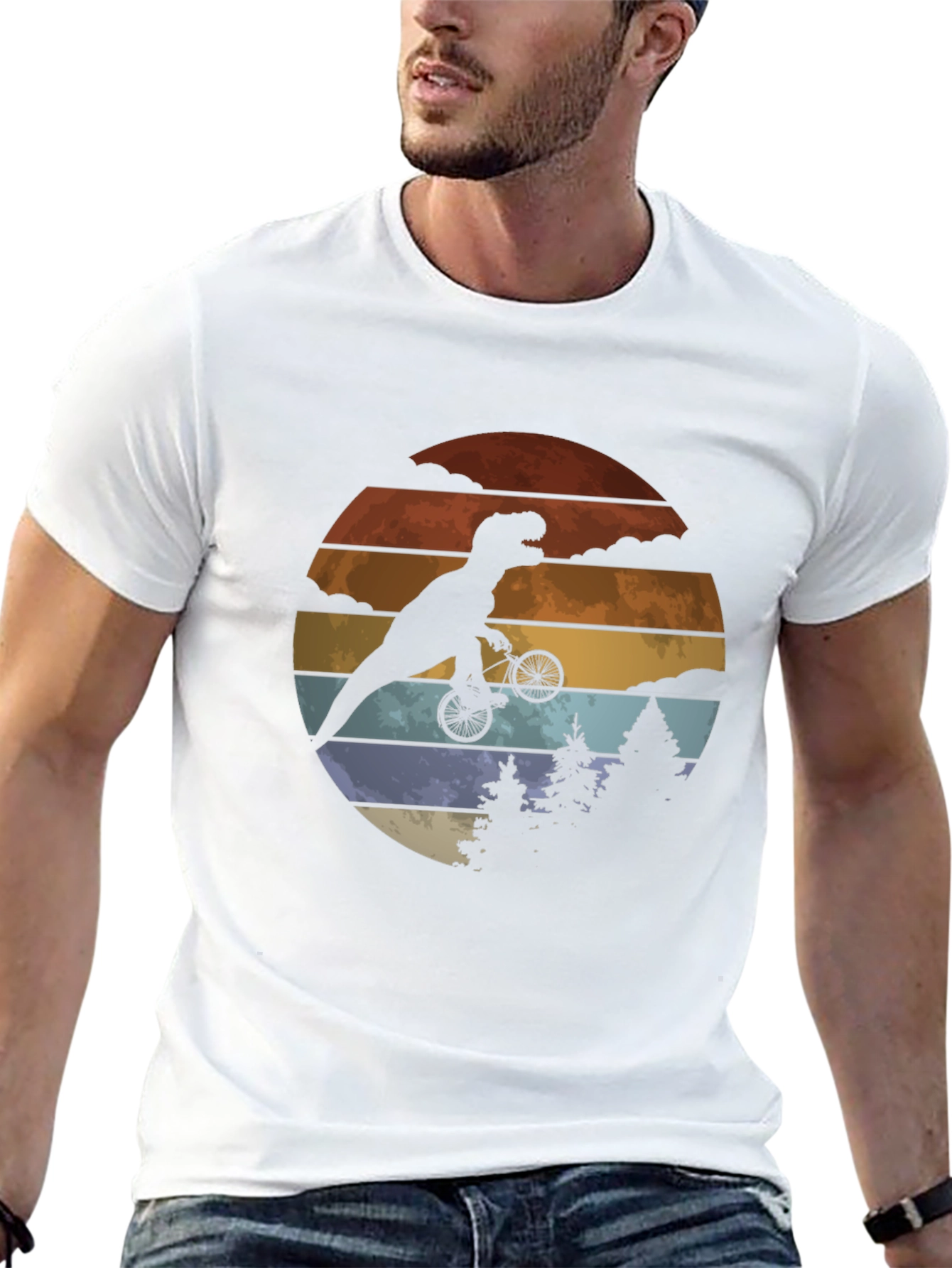 T-Rex Riding Bike Graphic Tee - Retro Style