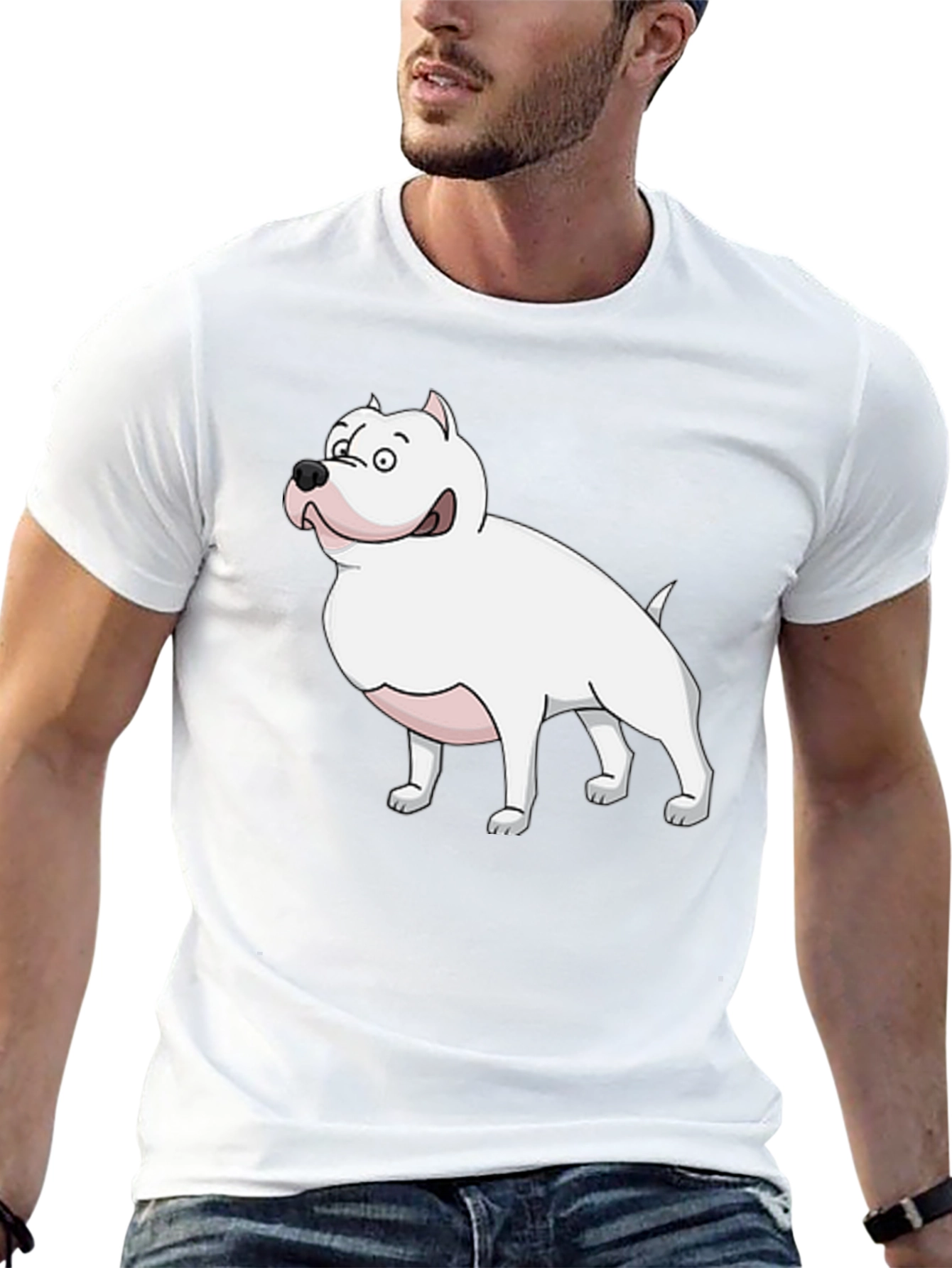 Cartoon Dog Graphic Tee - Mens Black T-Shirt