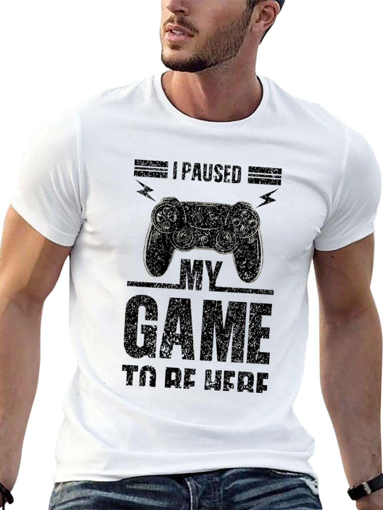 I Paused My Game Black T-Shirt