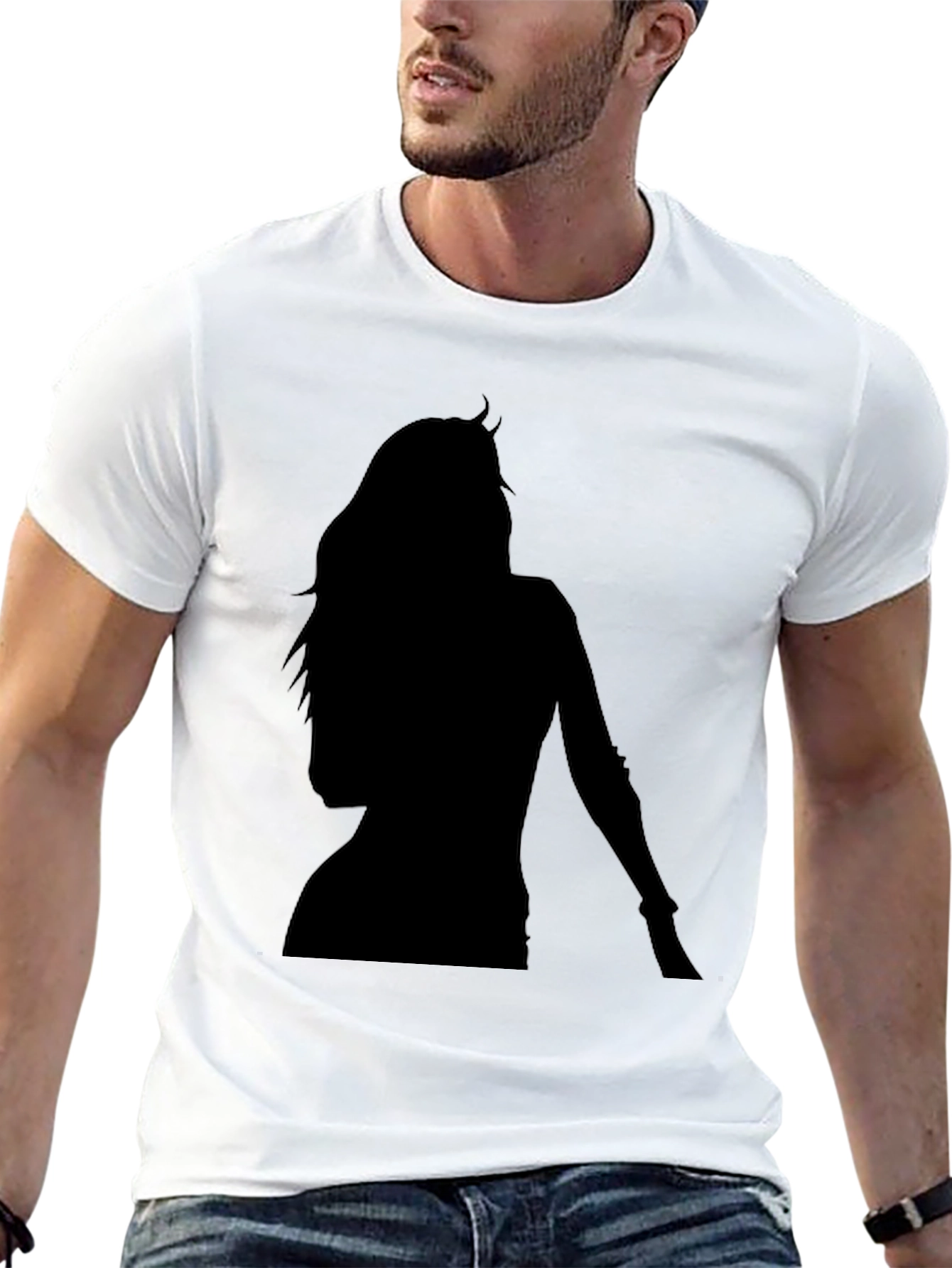 Silhouette Graphic Tee - Classic Black Cotton Blend Shirt