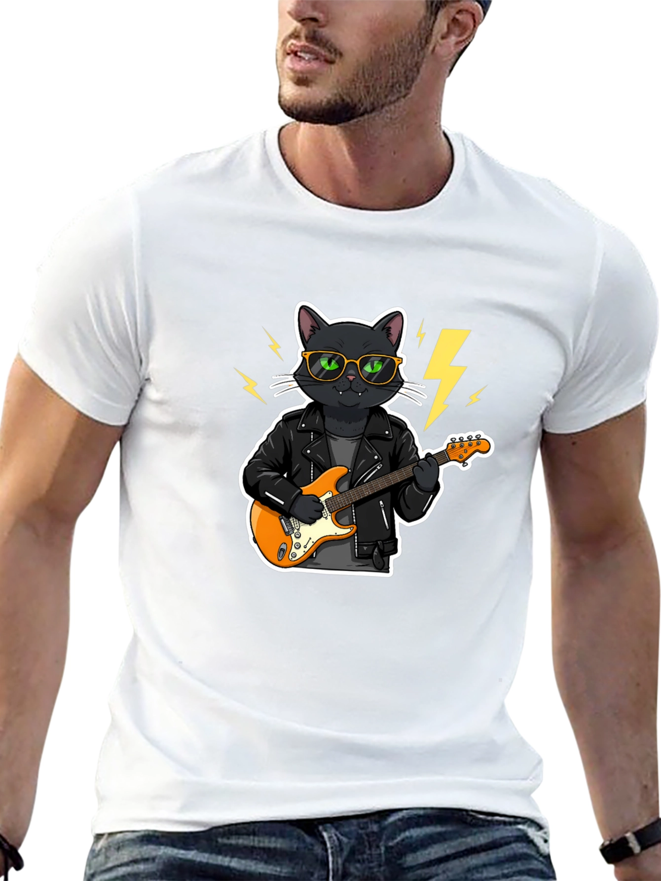 Cool Cat Rocker T-Shirt - Black