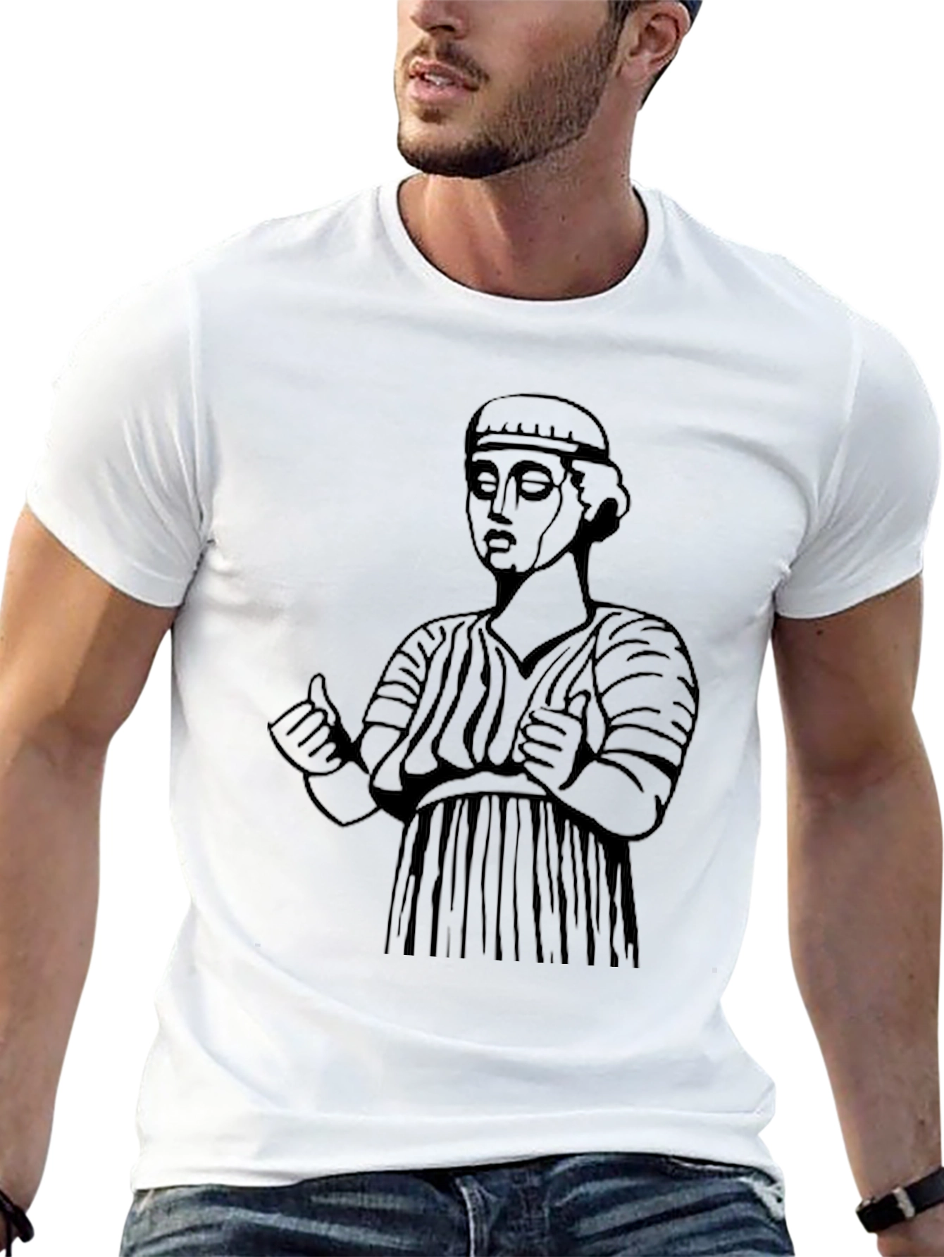 Ancient Statue Graphic Tee - Mens Black T-Shirt
