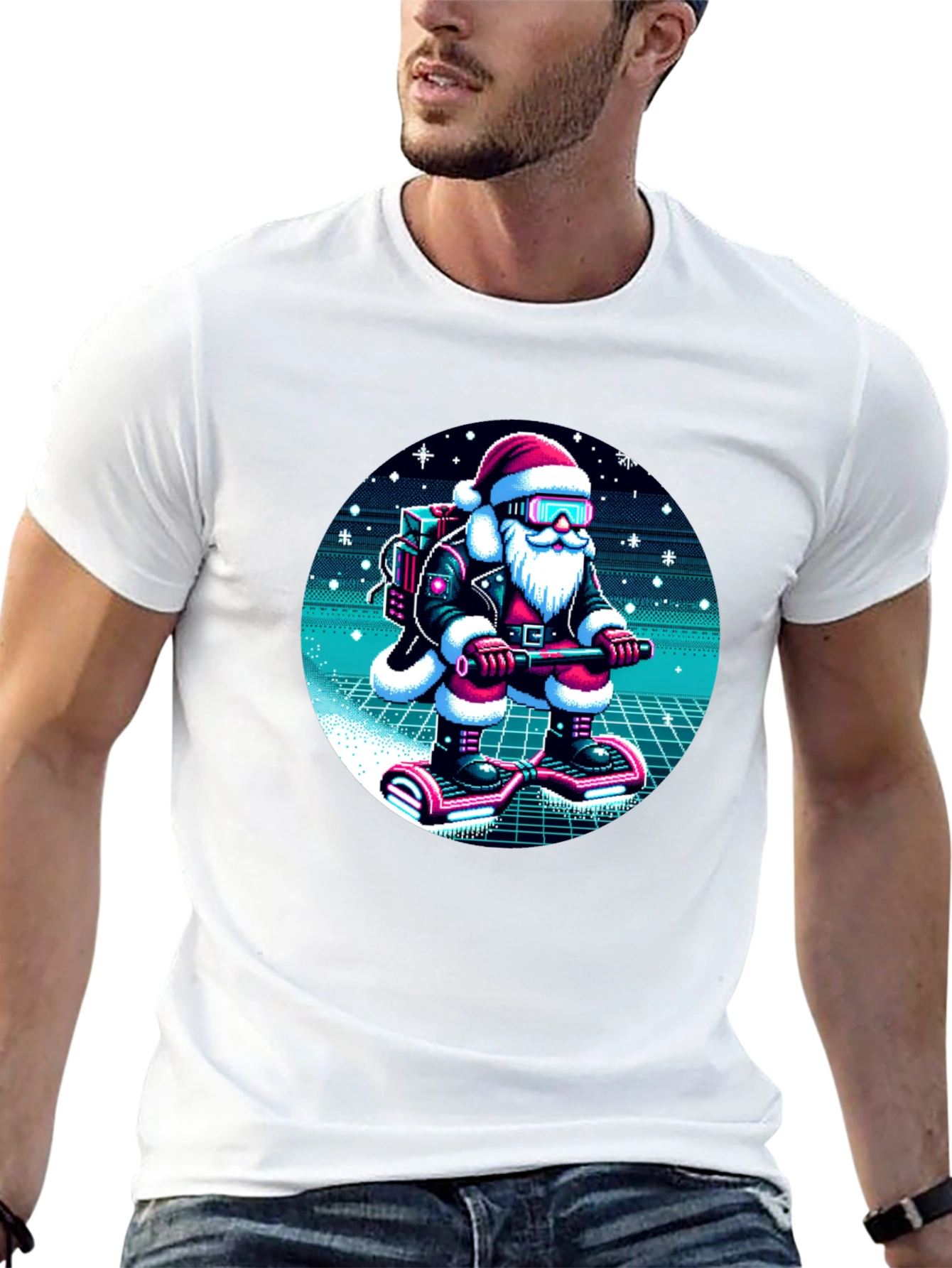 Retro Santa T-Shirt - Holiday Style