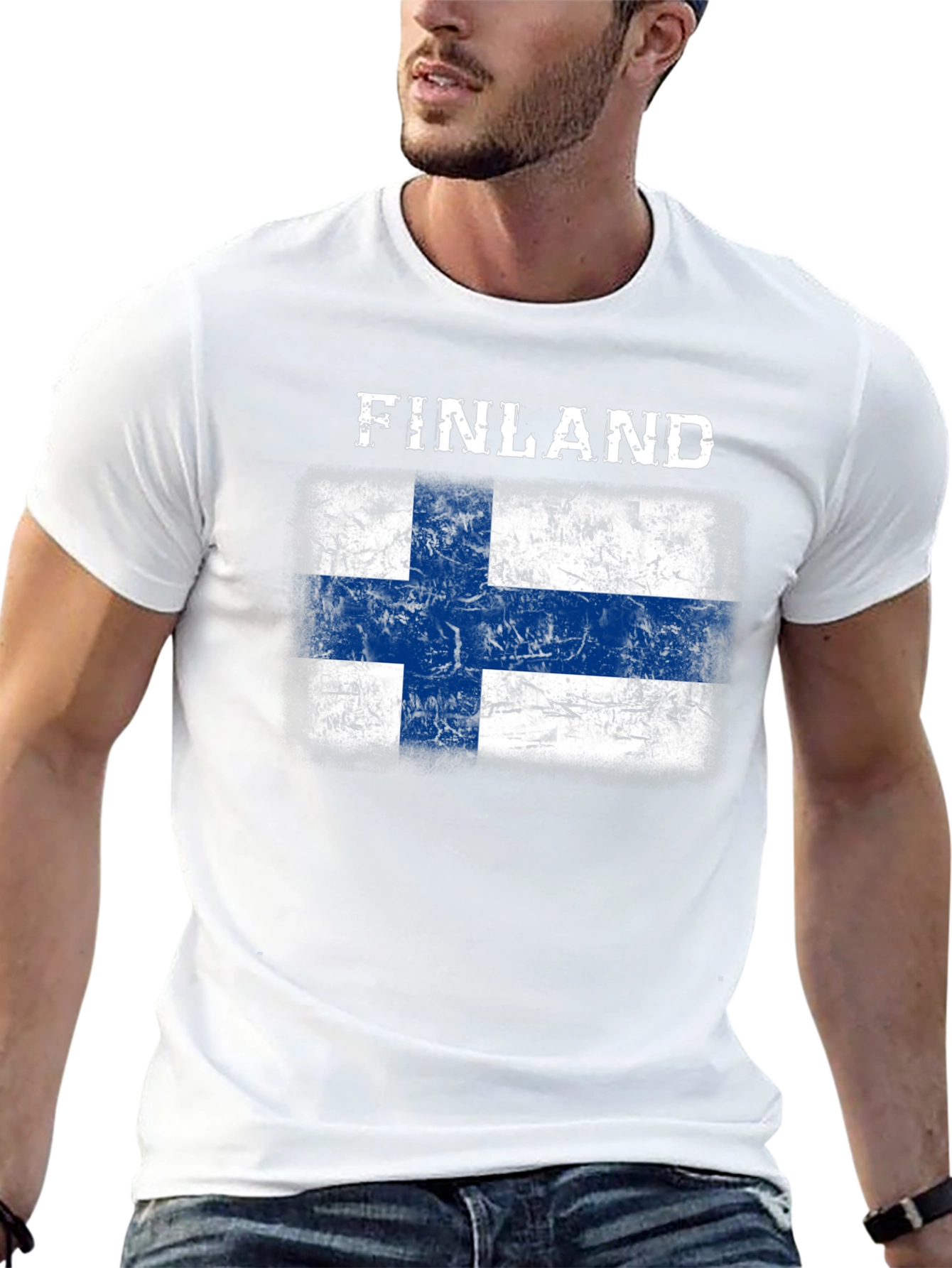 Finland Flag T-Shirt - Distressed Grunge Design