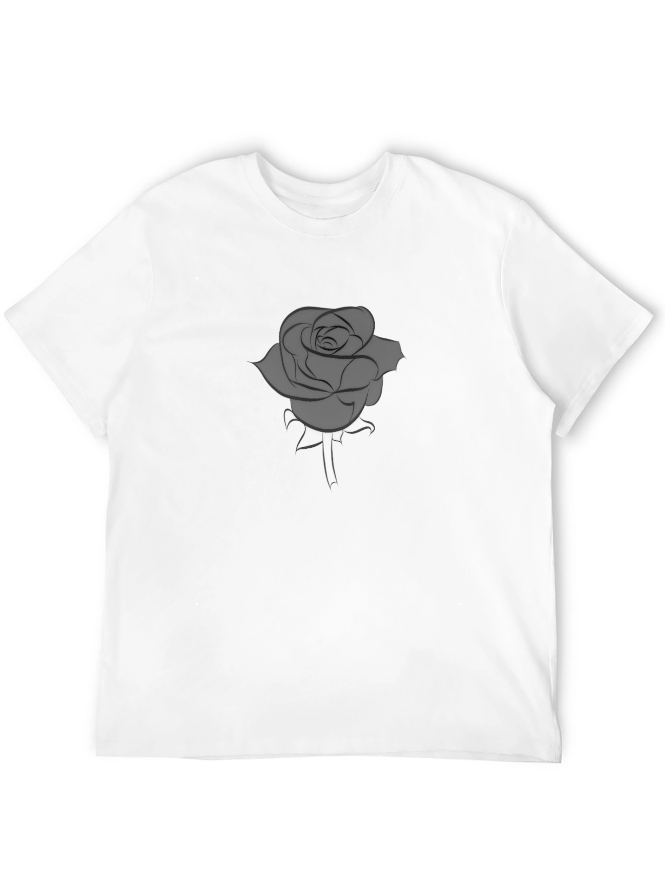 Mens Black T-Shirt with Gray Rose Graphic