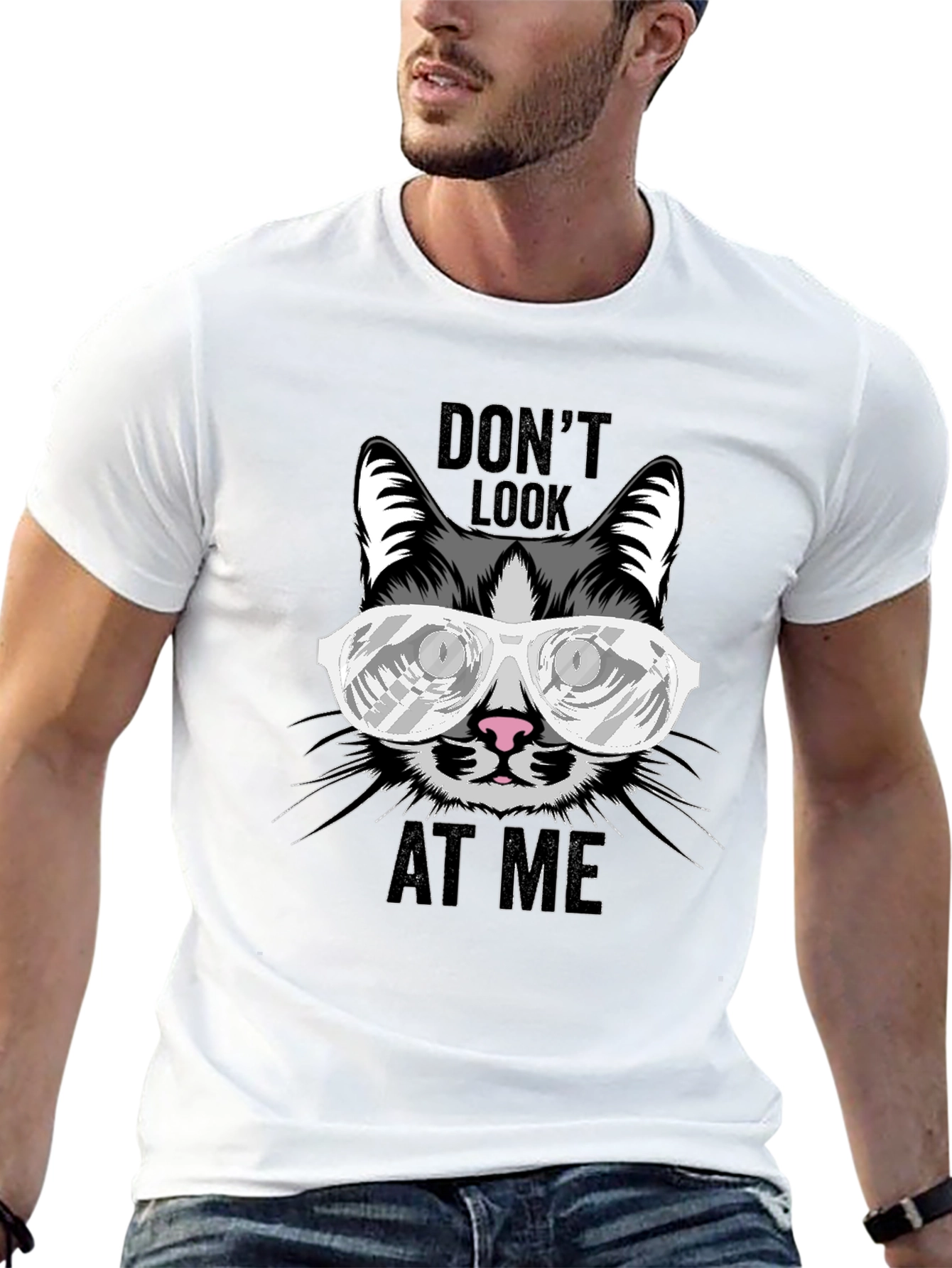 Dont Look At Me Cat Graphic T-Shirt