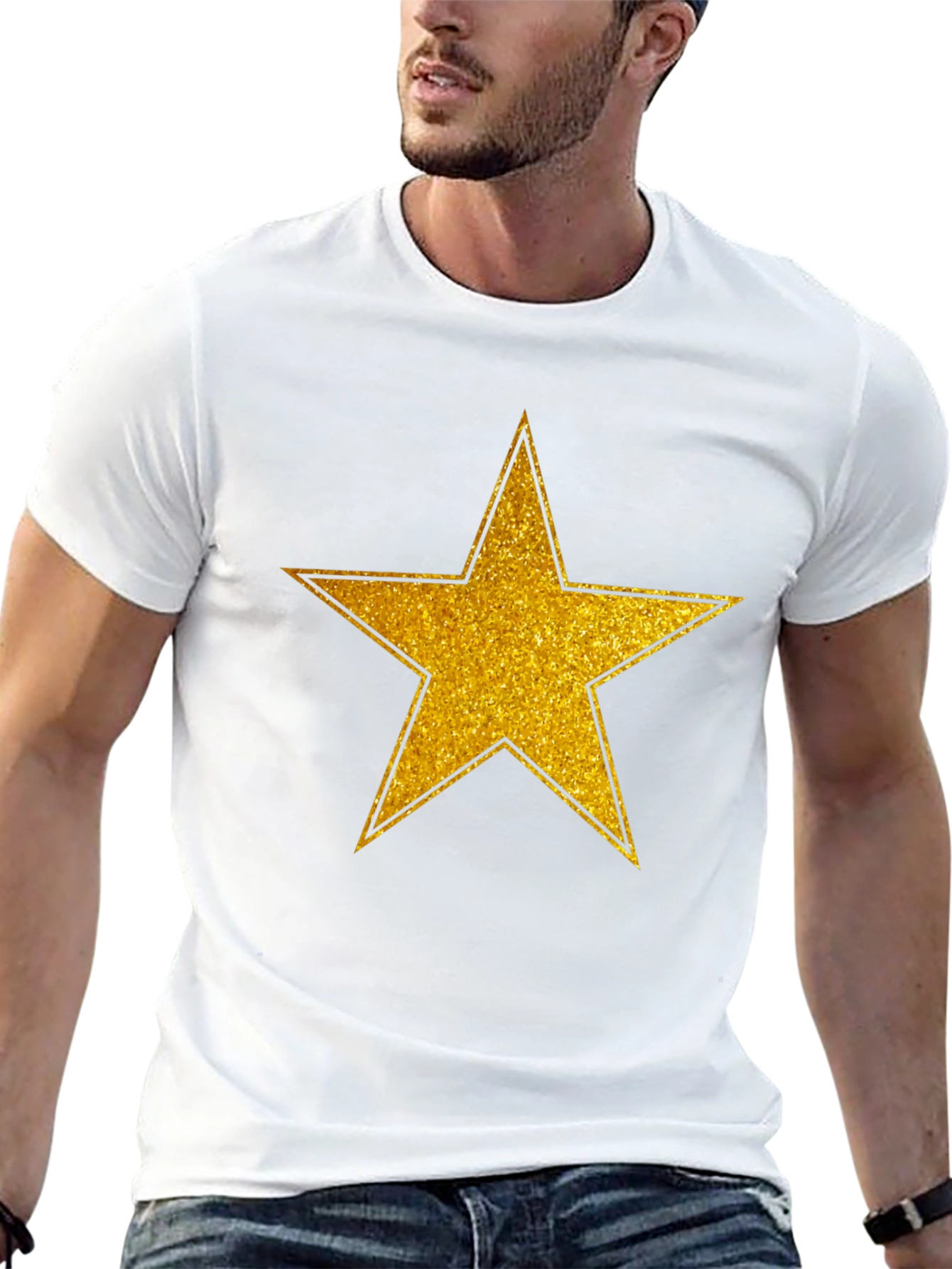Gold Star Graphic Black T-Shirt