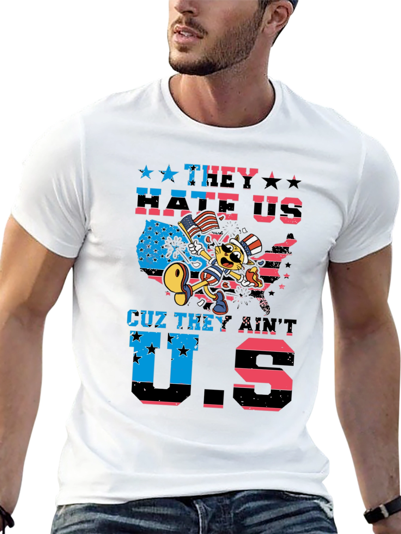 Patriotic Cat T-Shirt - They Hate Us