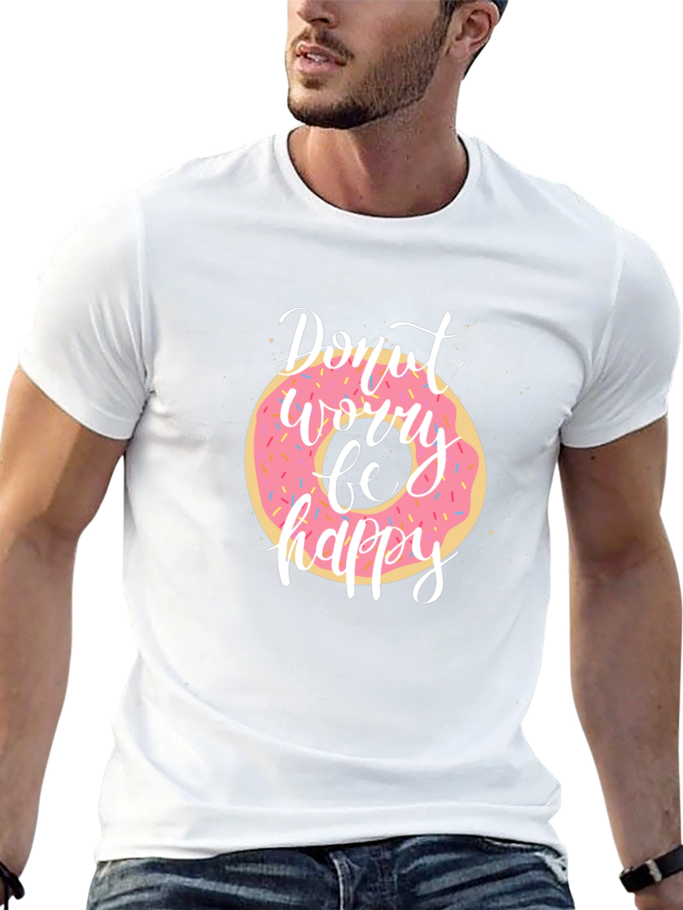 Donut Worry Be Happy Black T-Shirt