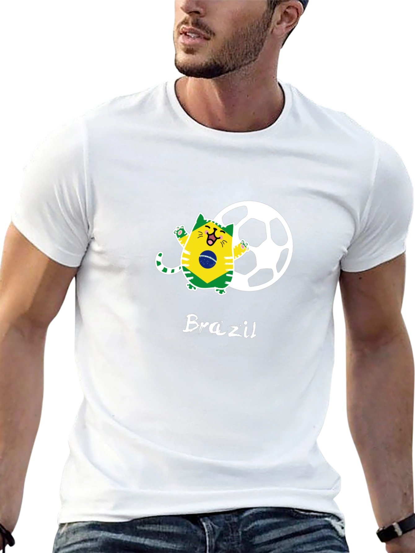 Brazil Soccer Cat Graphic Tee