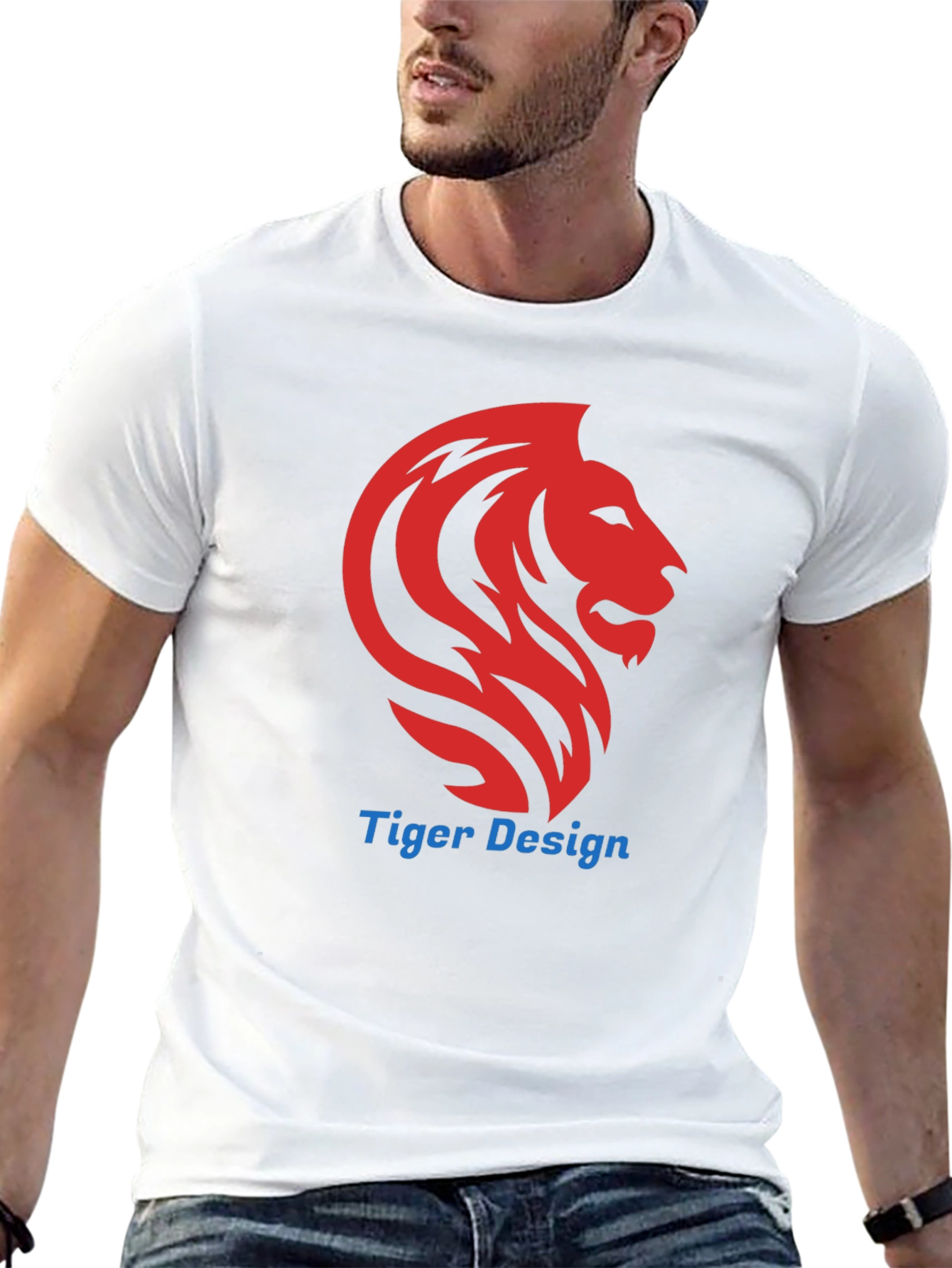Mens Black Lion Design T-Shirt