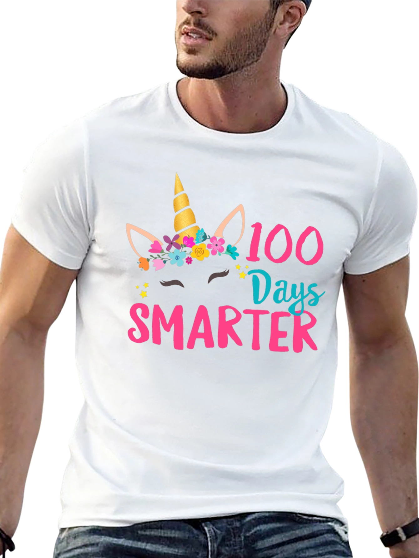 100 Days Smarter Unicorn Graphic T-Shirt