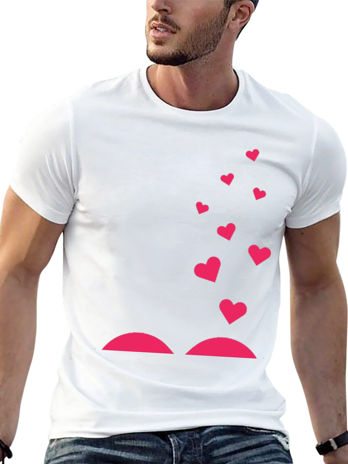 Heart Lift Graphic Tee - Black Cotton T-Shirt
