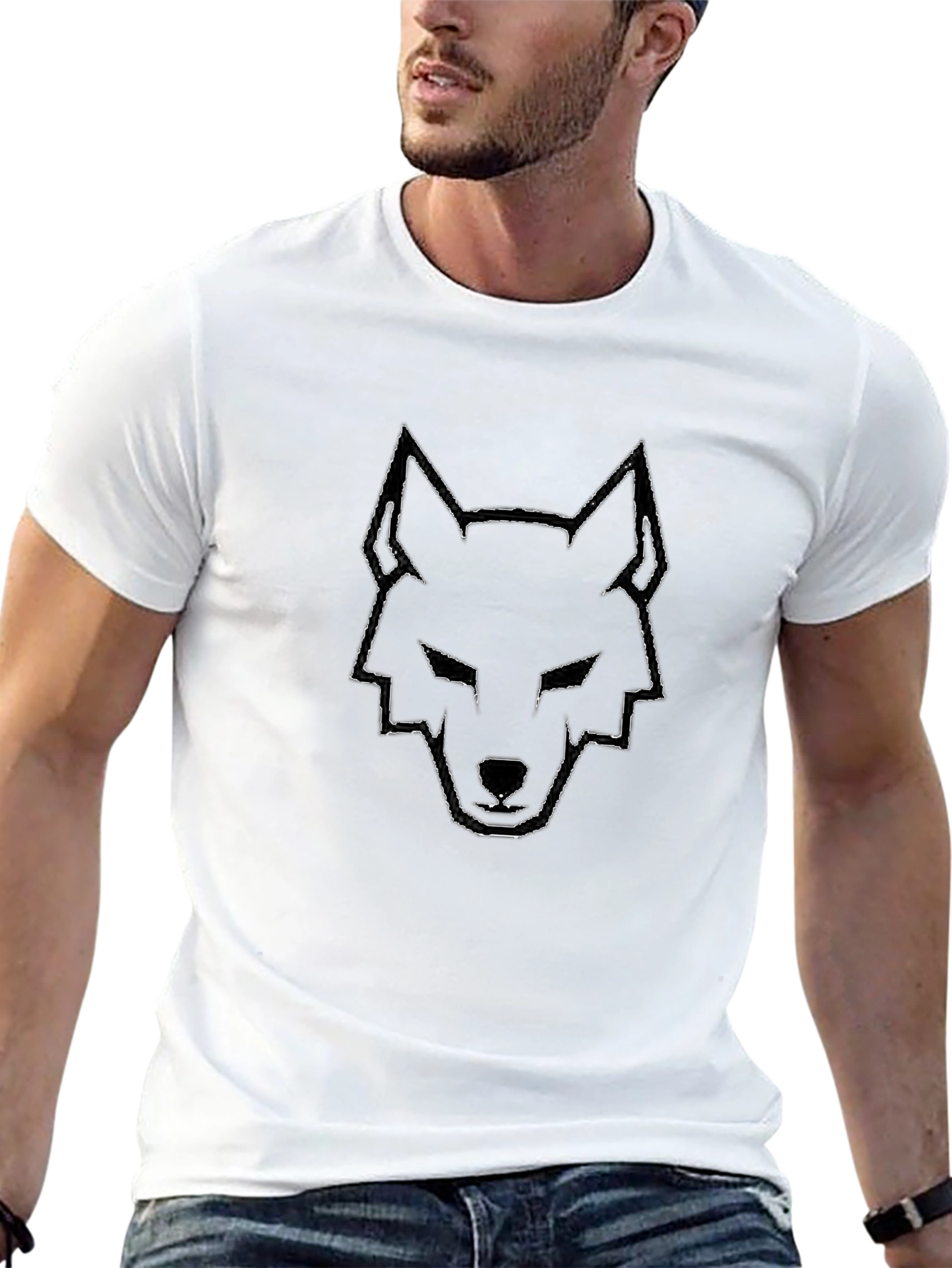 Black Wolf Graphic Tee - Stylish Mens T-Shirt