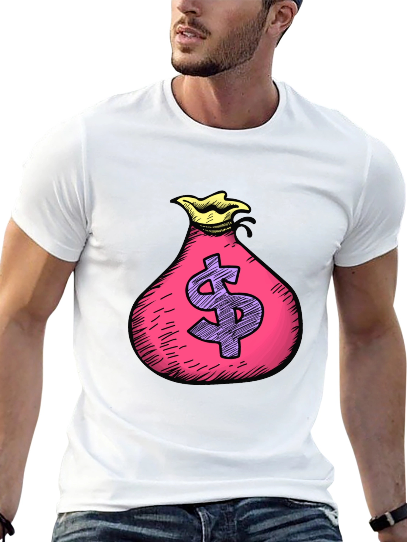 Money Bag Graphic T-Shirt - Black Cotton Tee