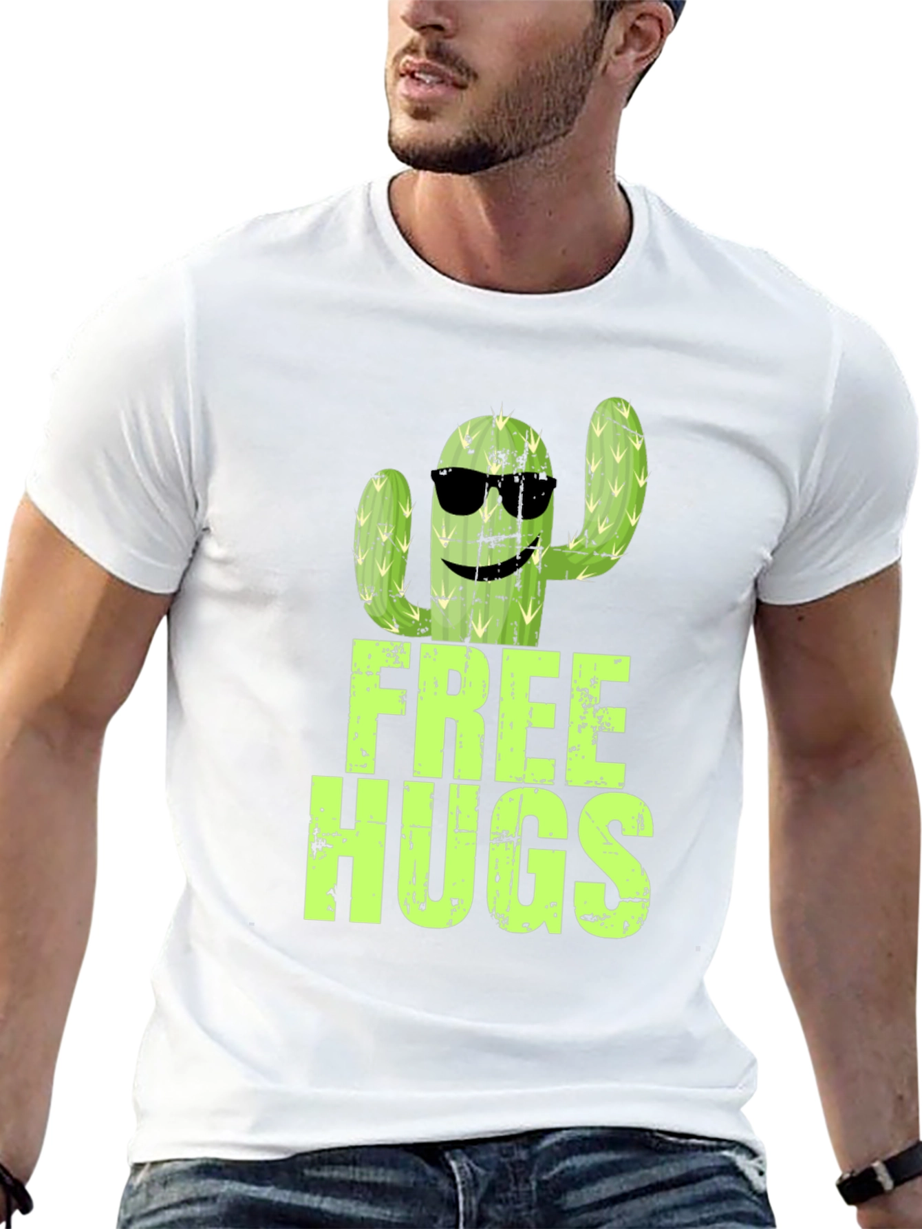 Free Hugs Cactus Graphic T-Shirt