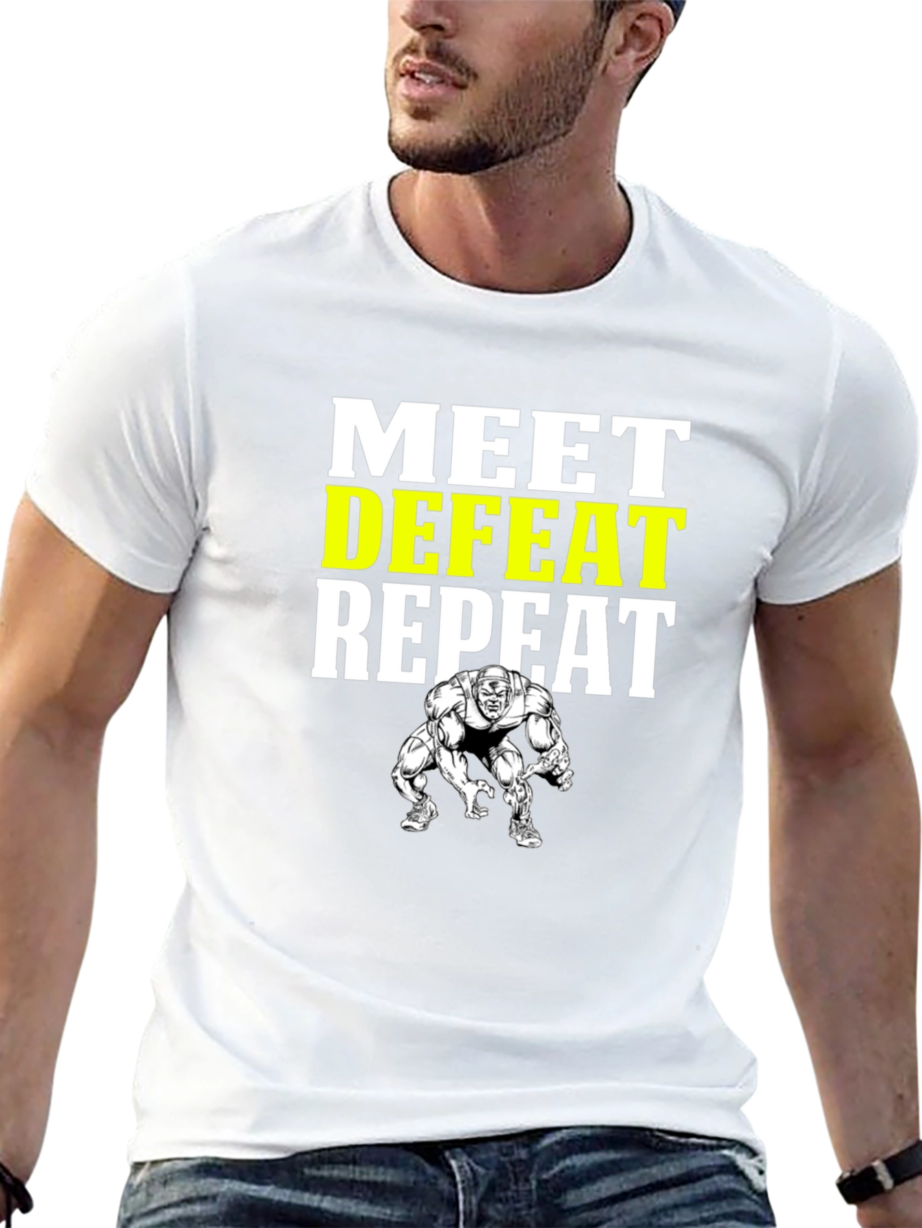 Meet Defeat Repeat Gym T-Shirt