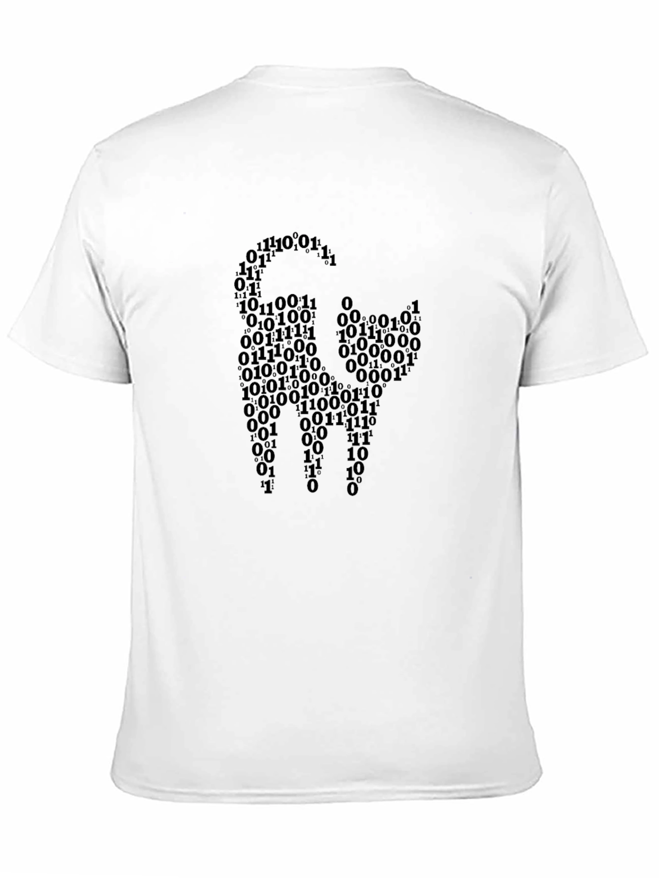 Binary Code Cat Graphic T-Shirt - Black