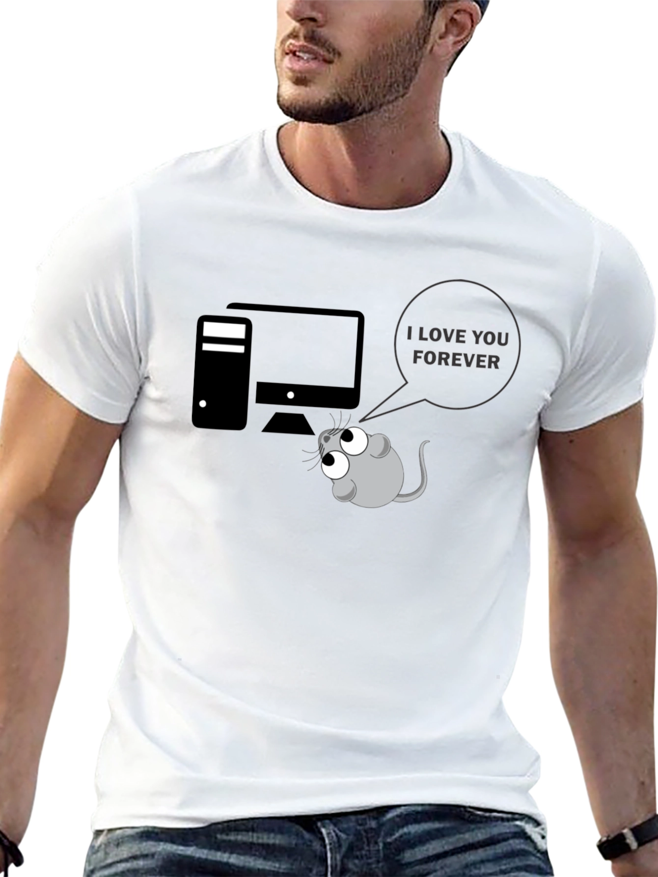 Funny Computer Mouse I Love You Graphic T-Shirt