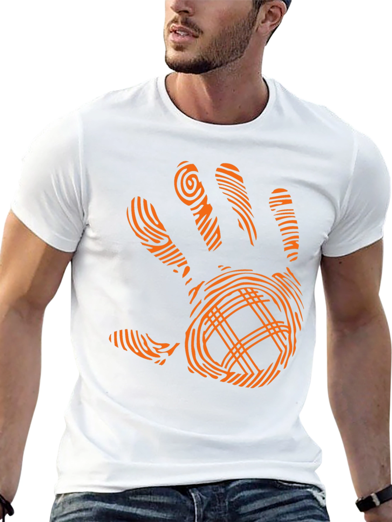 Modern Handprint Graphic Black T-Shirt