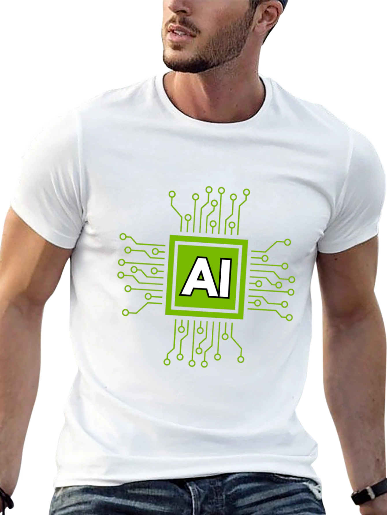 AI Circuit Board Graphic T-Shirt - Black