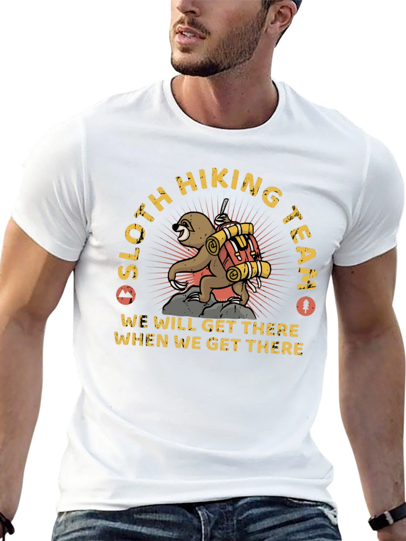Sloth Hiking Team Graphic T-Shirt