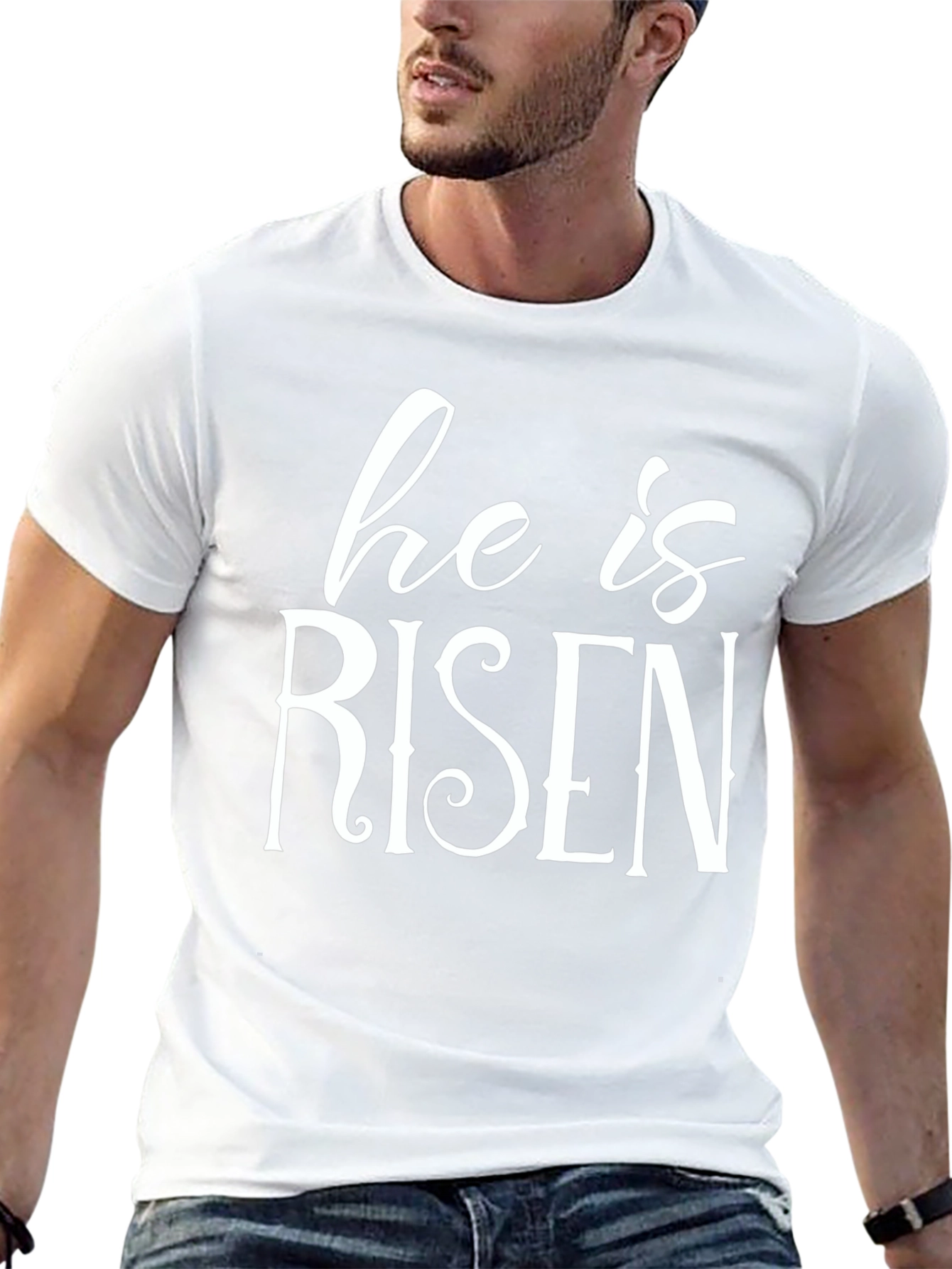 He is Risen Black T-Shirt Easter Holiday Christian Apparel