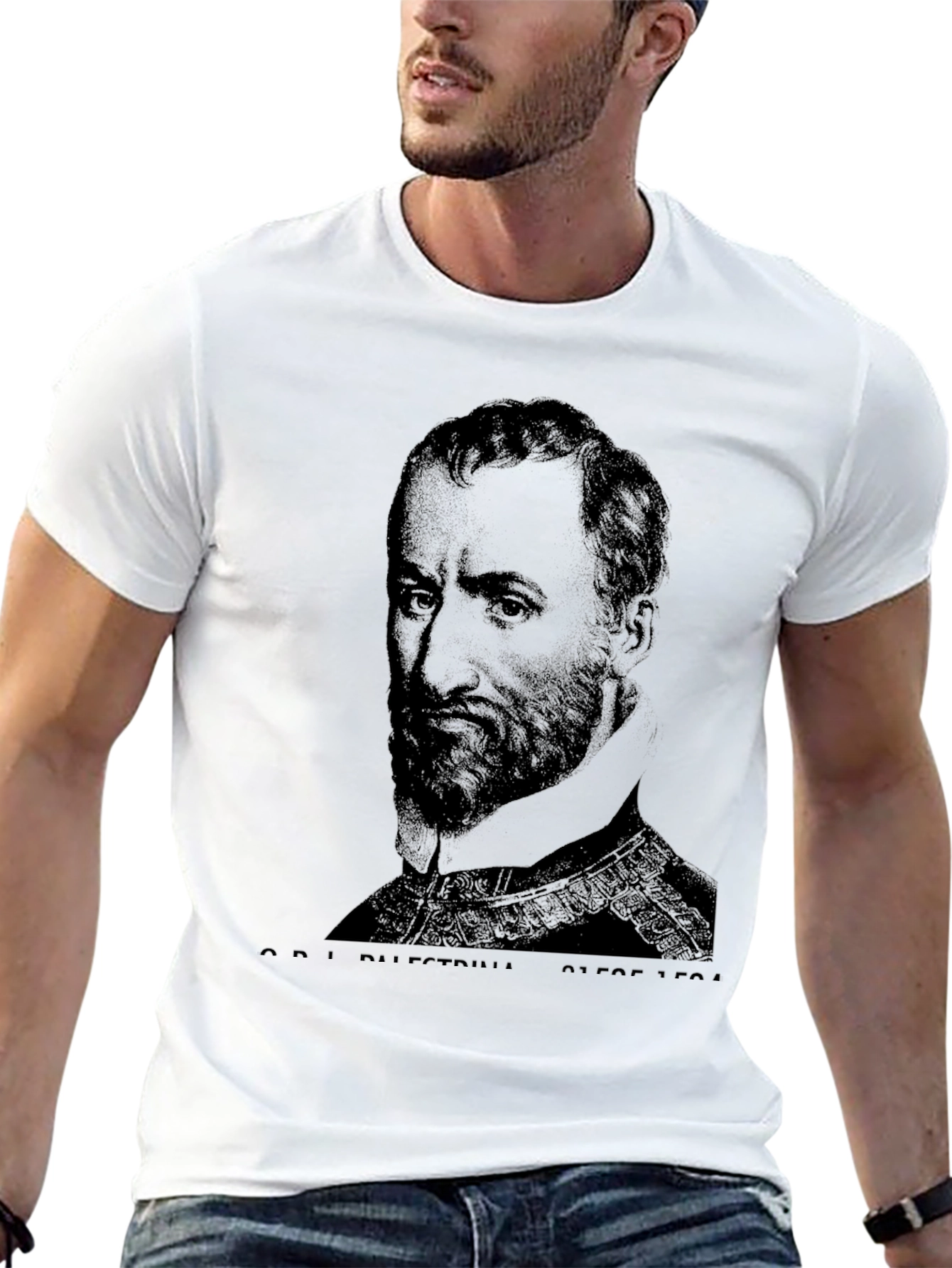 Black T-Shirt with Portrait Graphic