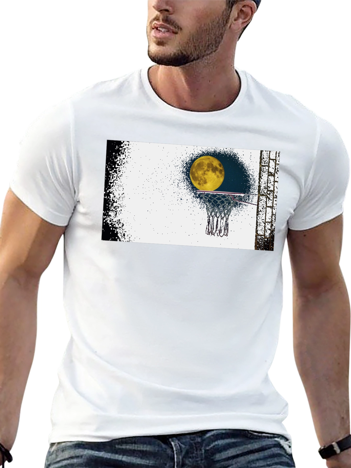 Moon Shot T-Shirt - Basketball & Moon Graphic Tee