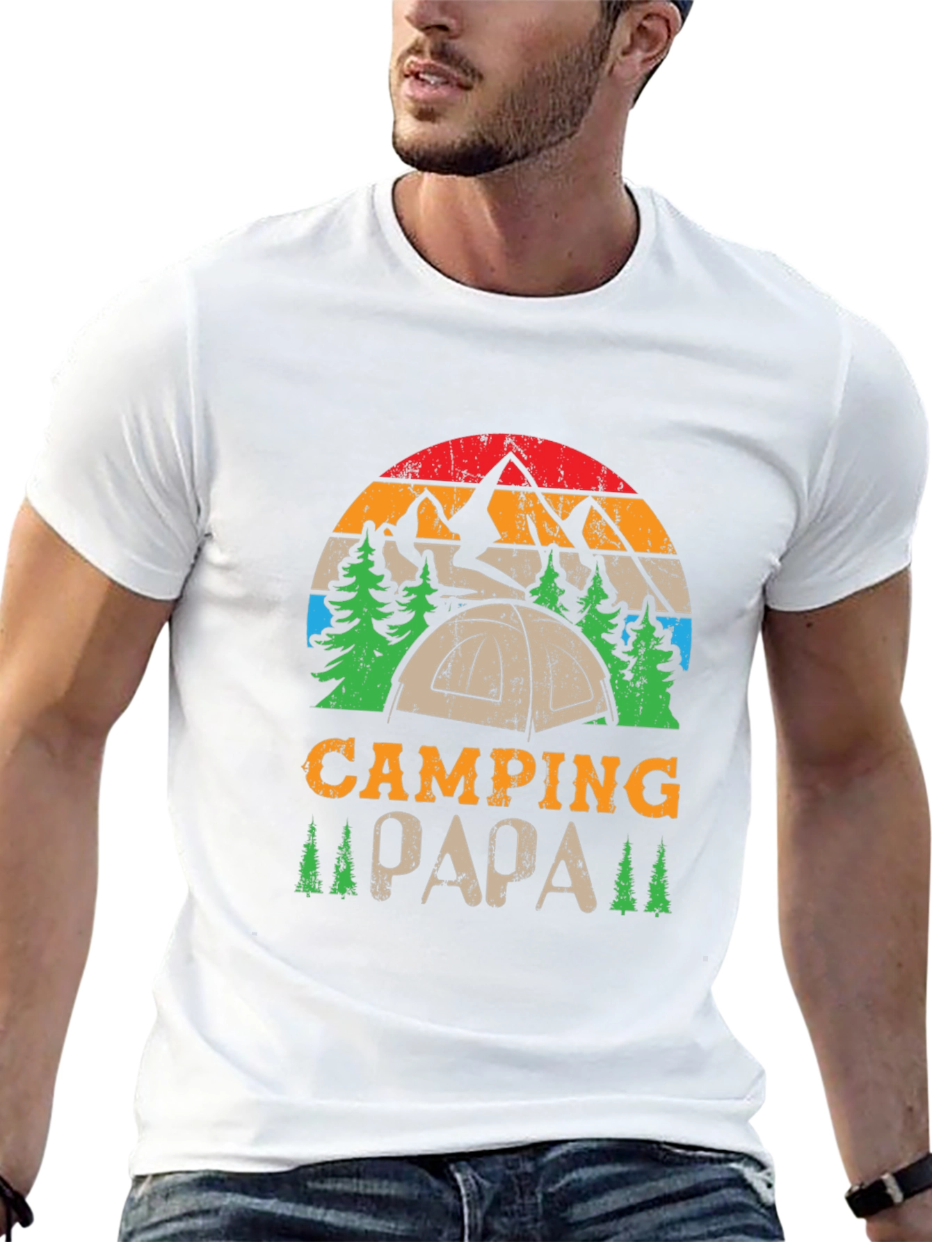 Camping Papa Graphic Tee - Outdoor Adventure Shirt